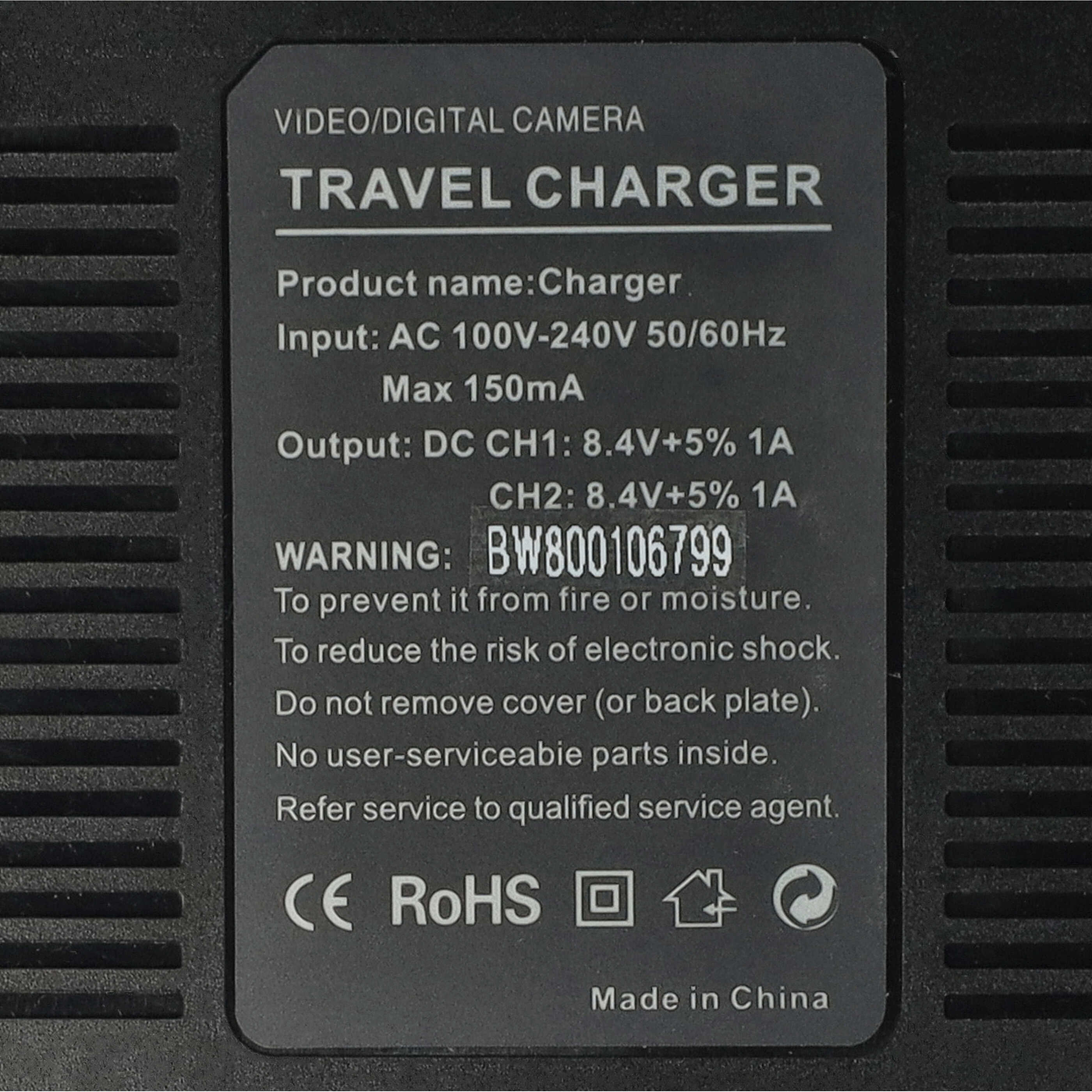 Akku Ladegerät passend für Sony NP-FW50 Kamera u.a. - 0.5 / 0.9 A, 4.2/8.4 V