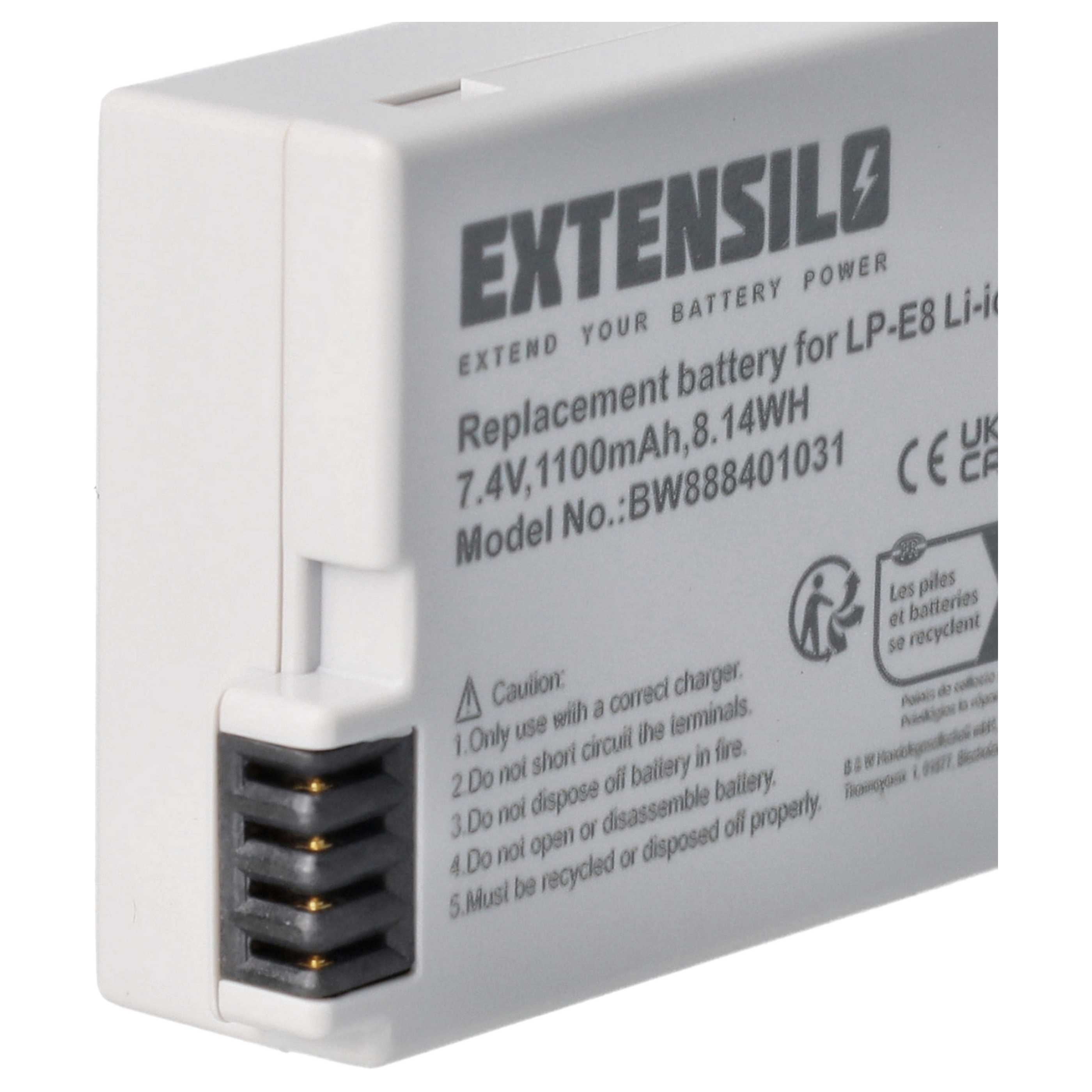 2x Batteria sostituisce Canon LP-E8 per fotocamera Canon - 1100mAh 7,4V Li-Ion