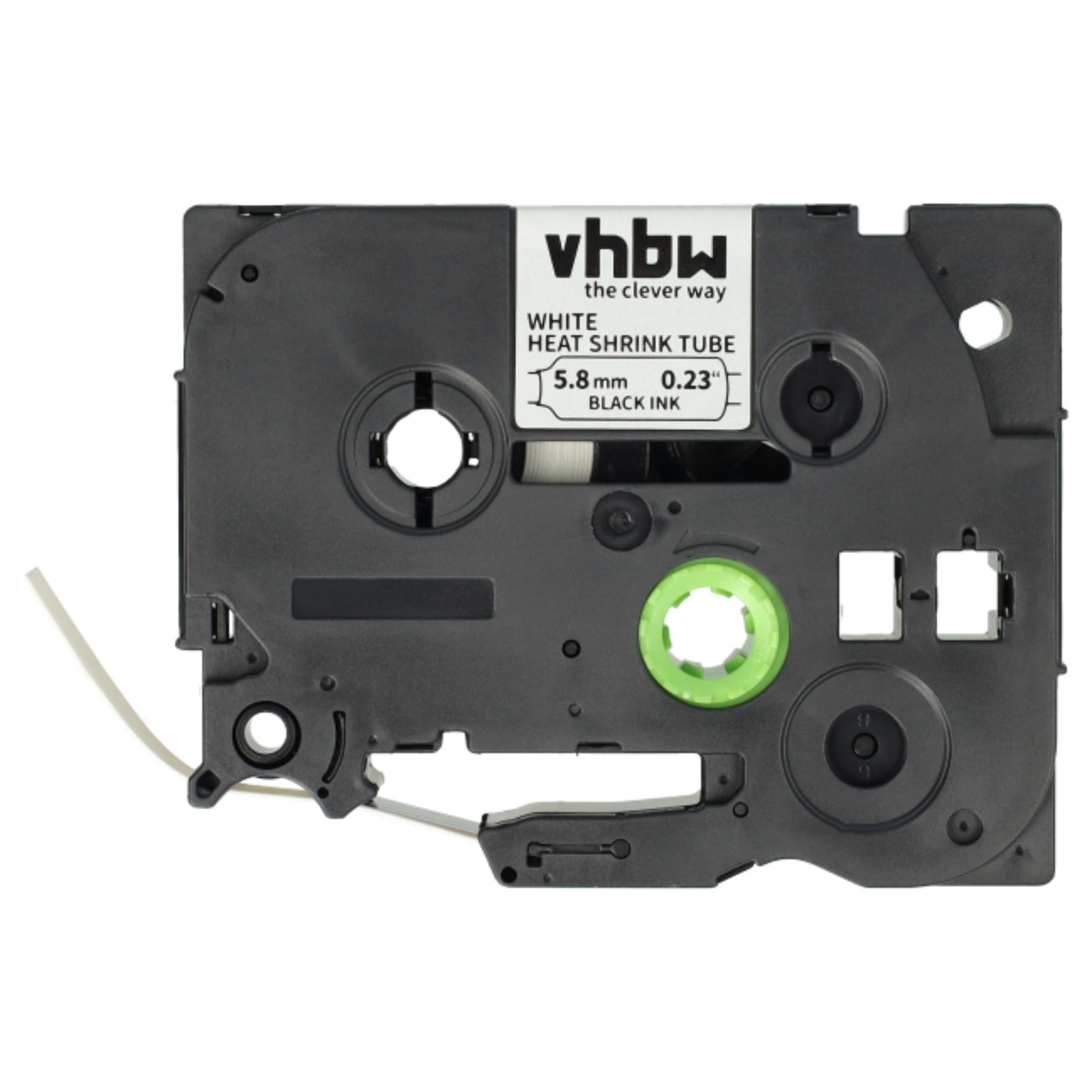 Label Tape as Replacement for Brother HSE-211 - 5.8 mm Black to White, Heat Shrink Tape, 5.8 mm