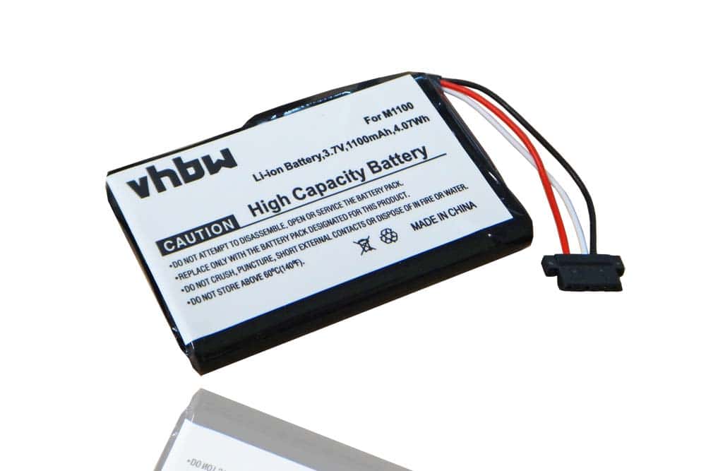 Batterie remplace Navman M1100, 338937010183 pour navigation GPS - 1100mAh 3,7V Li-ion