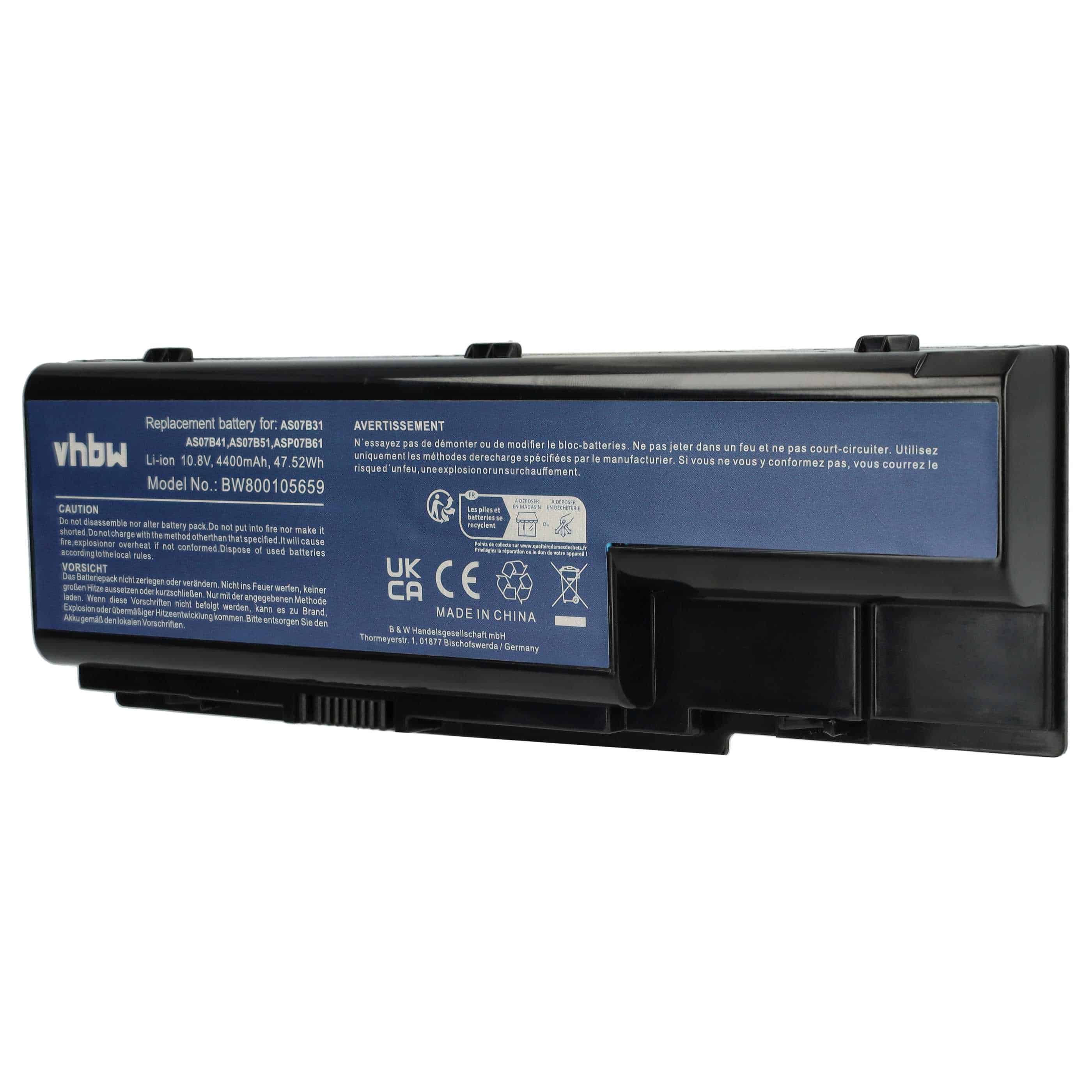 Notebook Battery Replacement for Acer 3UR18650Y-2-CPL-ICL50, 1010872903 - 4400 mAh 10.8 V Li-Ion, black