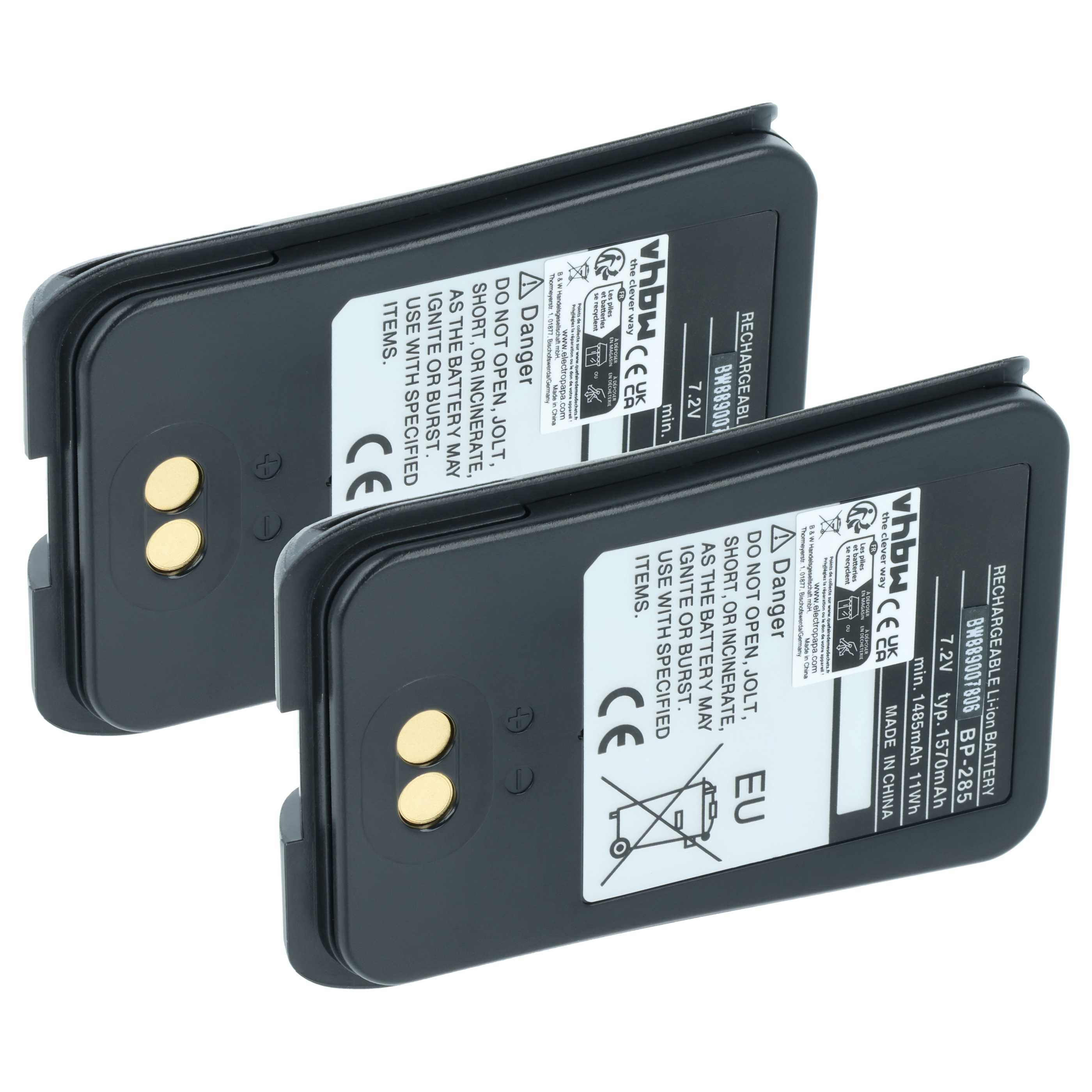 Radio 2x Battery replaces Icom BP-285 - 1570 mAh 7.2 V Li-Ion