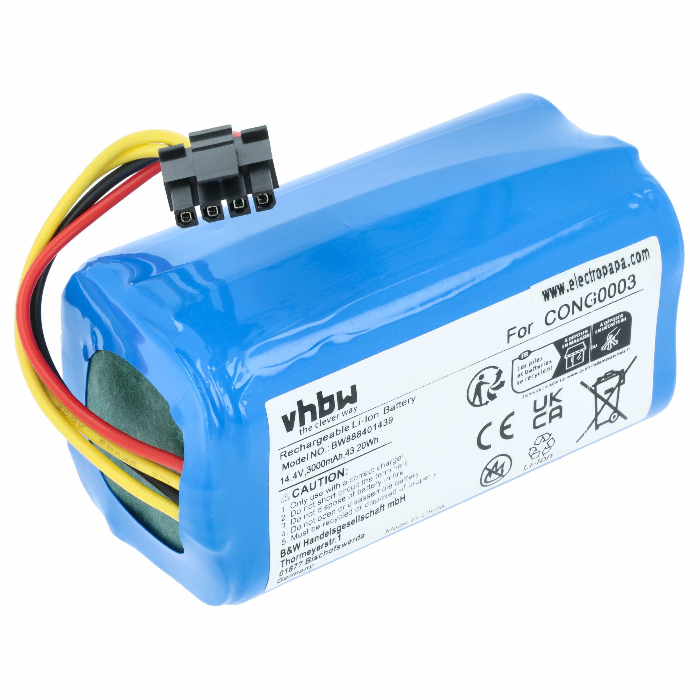 Battery replaces BLAUPUNKT 6.60.40.04-0, 6.60.40.05-0 for Blaupunkt etc. 3000mAh, 14.4V, Li-Ion