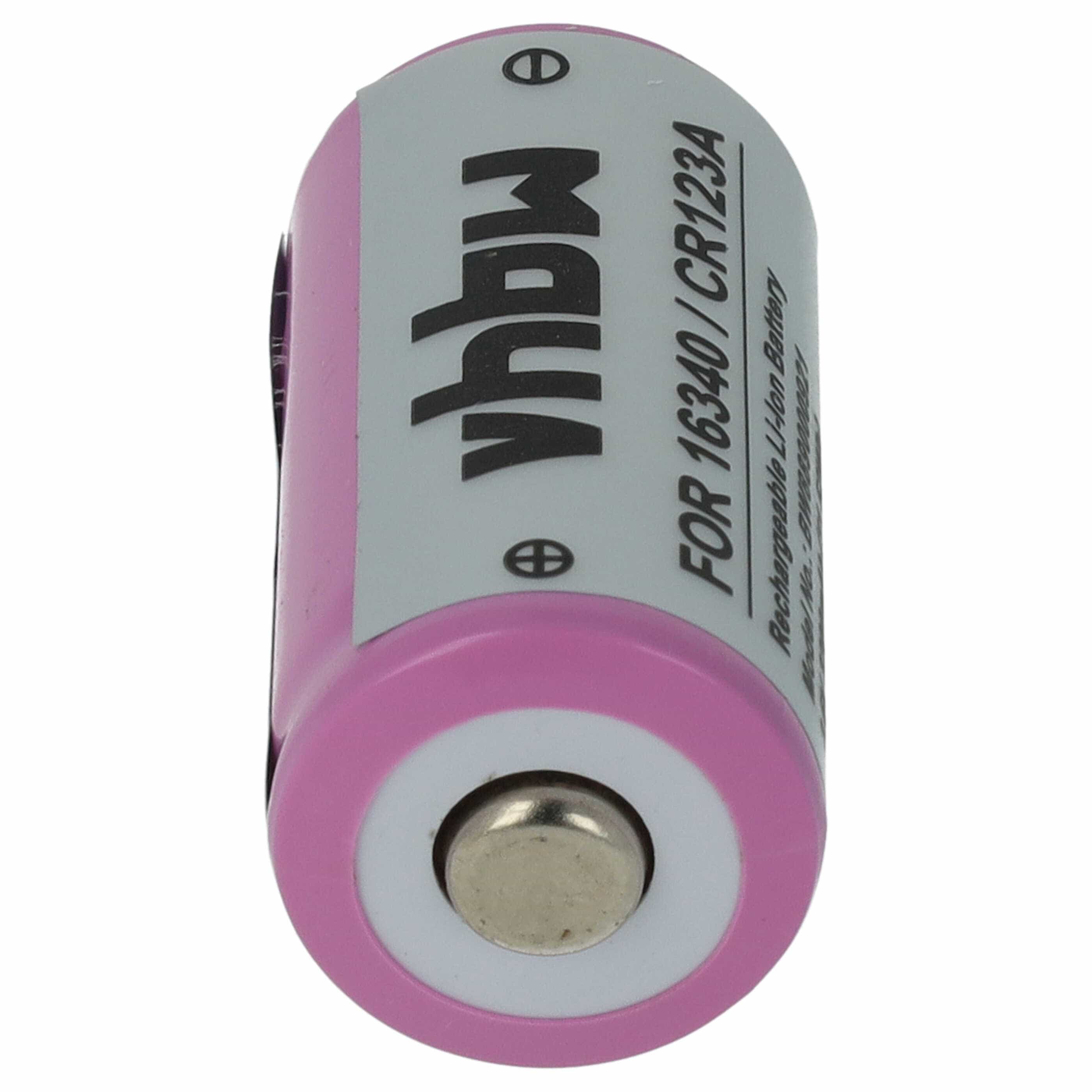 Batterie remplace 16340, CR123R, CR17335, CR17345, CR123A universelle - 800mAh 3,6V Li-ion, 1x cellules