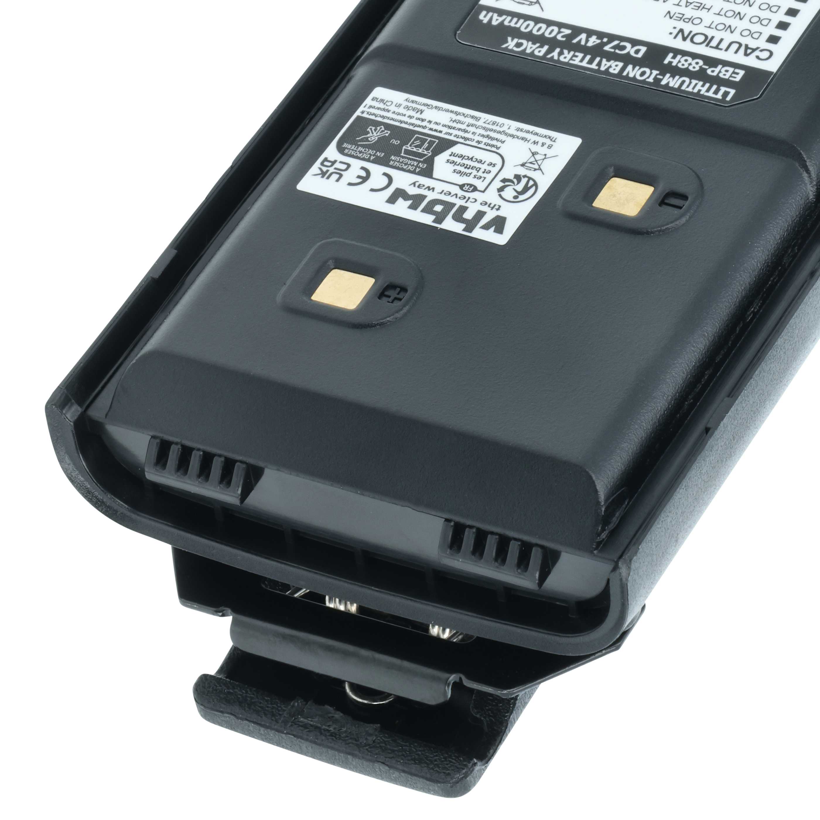 Radio Battery replaces Alinco EBP-88, EBP-88H - 2000 mAh 7.4 V Li-Ion + Belt Clip