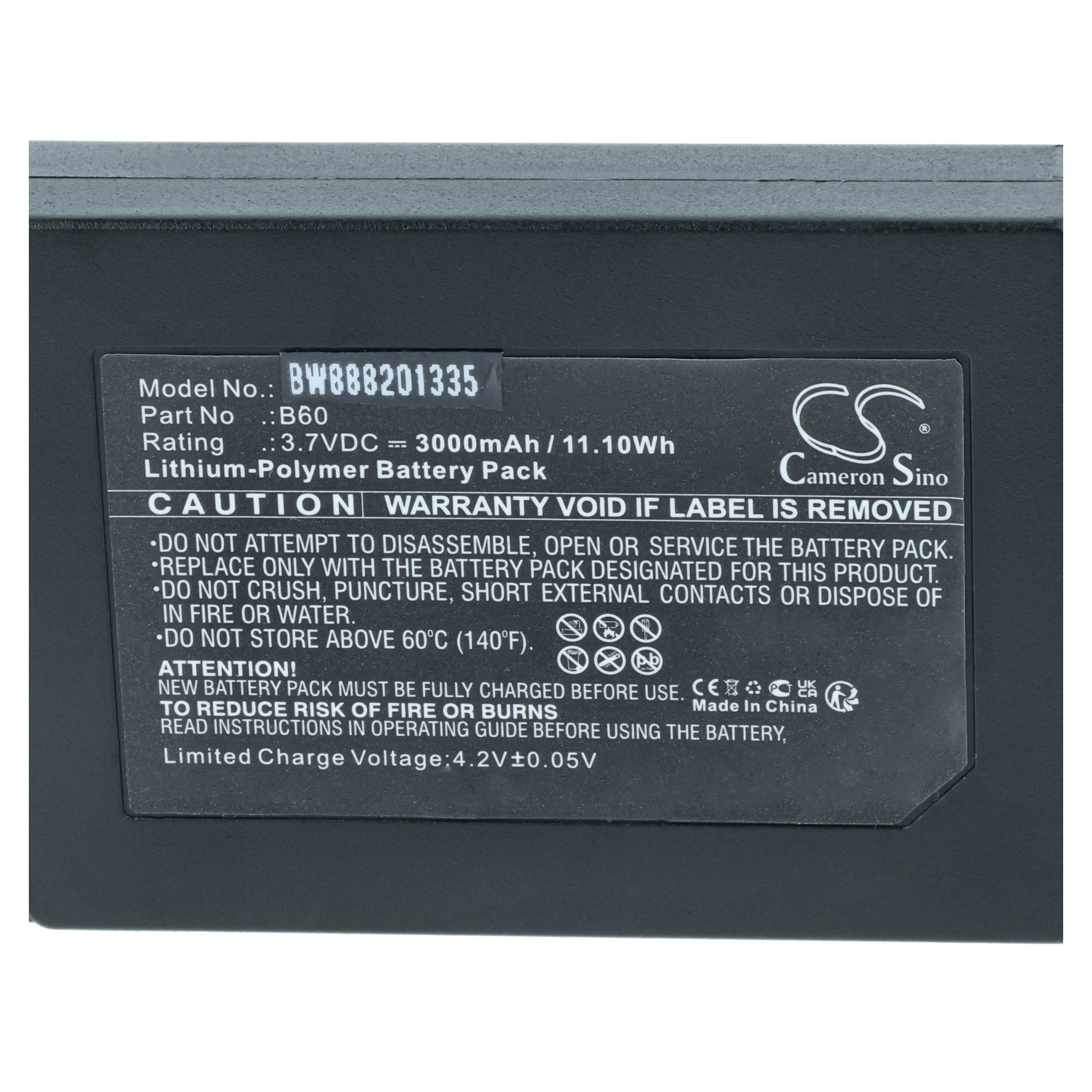 Batería reemplaza Vectron B60 para escáner código de barras (3000 mAh, 3,7 V, Li-Polímero)