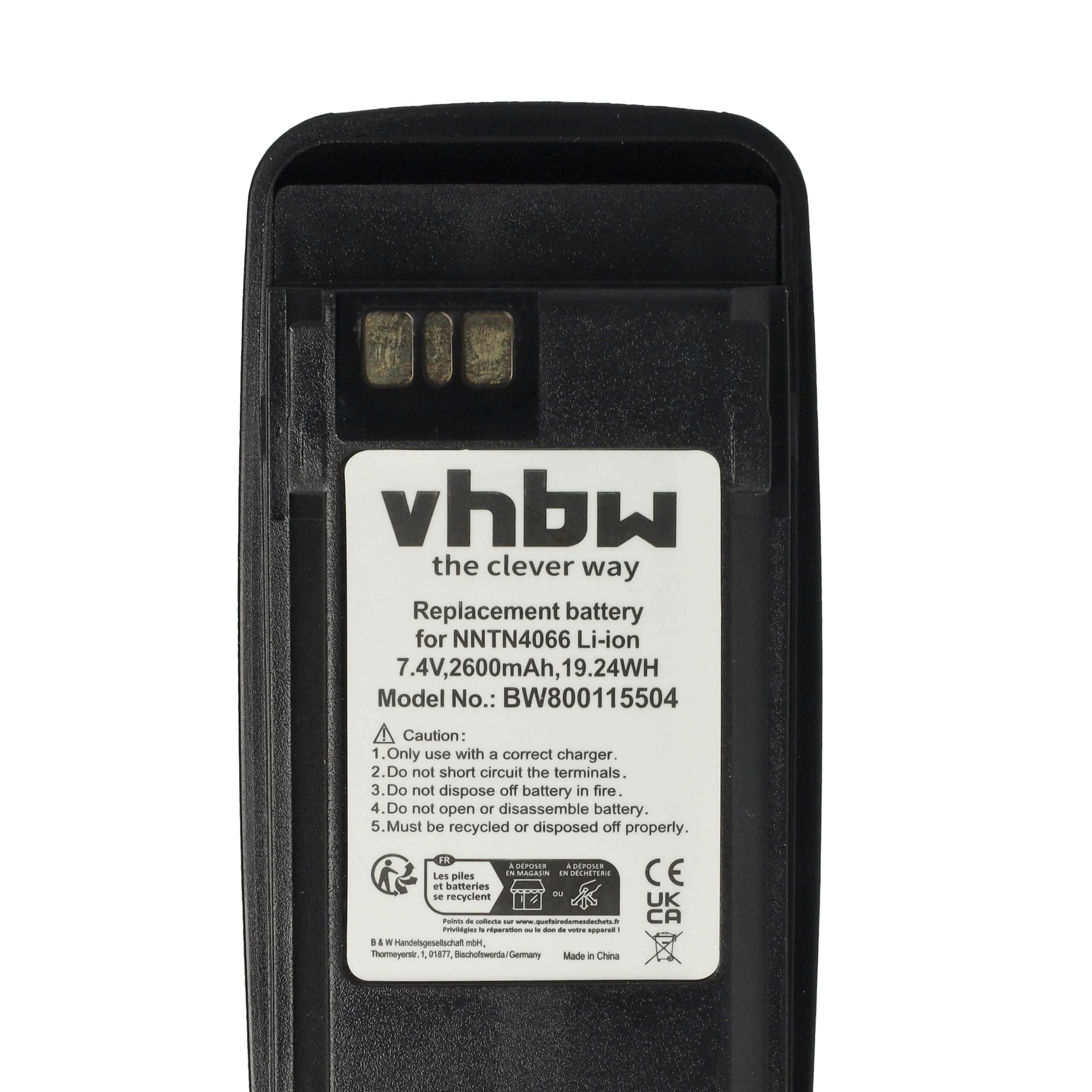 Radio 10x Battery replaces Motorola NNTN4066, PMNN4065, NNTN4077, NNTN4103 - 2600 mAh 7.4 V Li-Ion + Belt Clip
