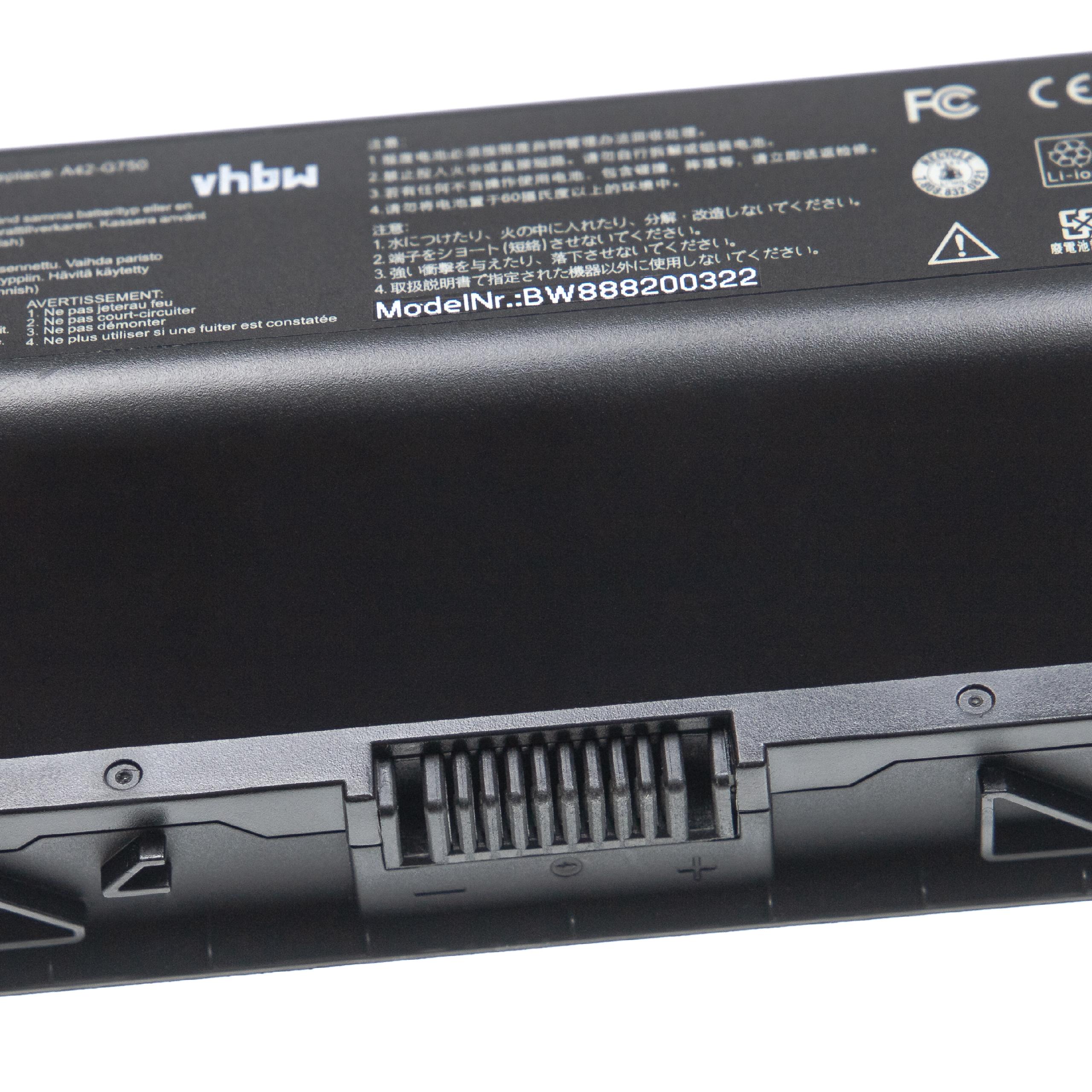 Notebook Battery Replacement for Asus A42-G750 - 4400mAh 14.8V Li-Ion, black