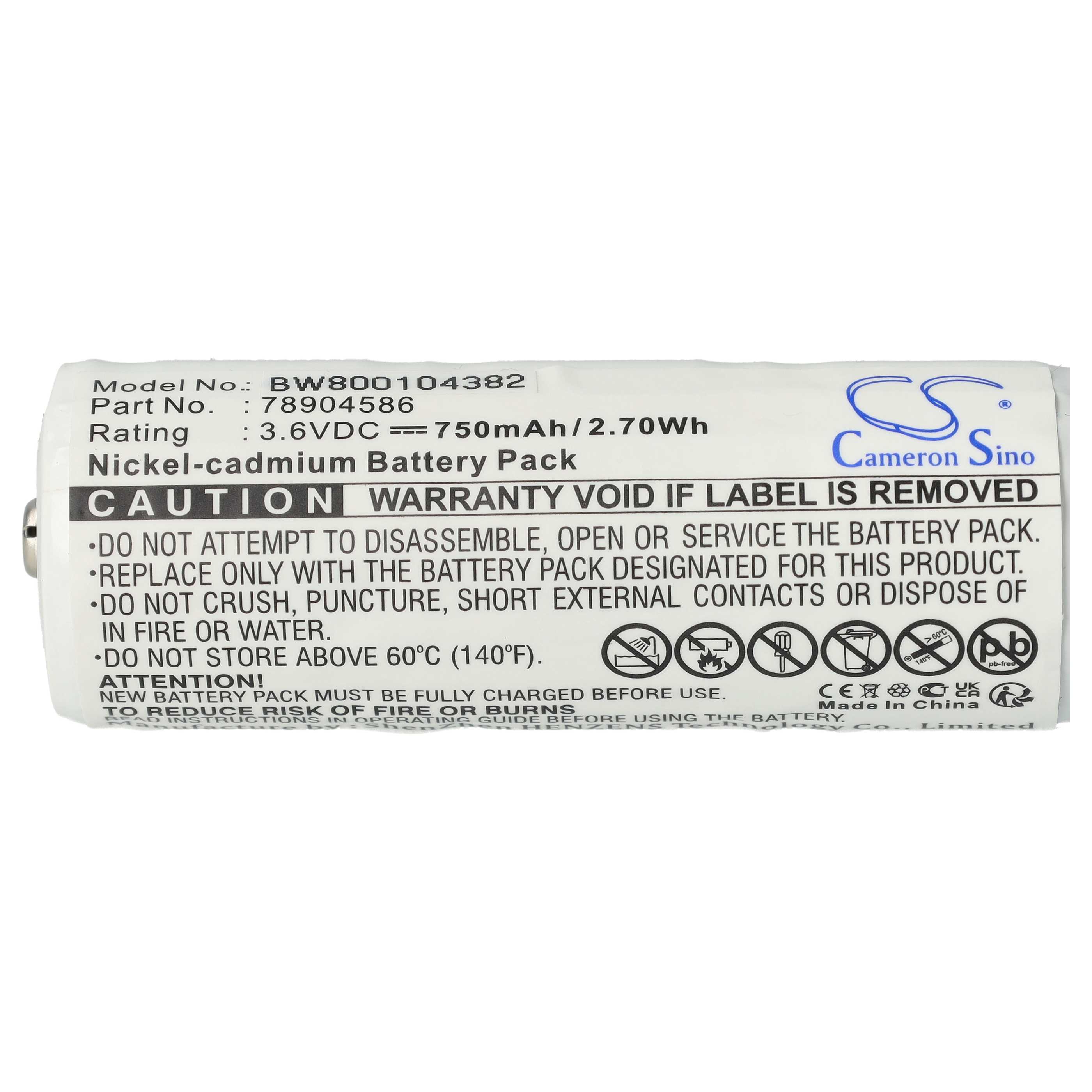 Medical Equipment Battery replaces 78904586 - 750 mAh 3.6 V NiCd