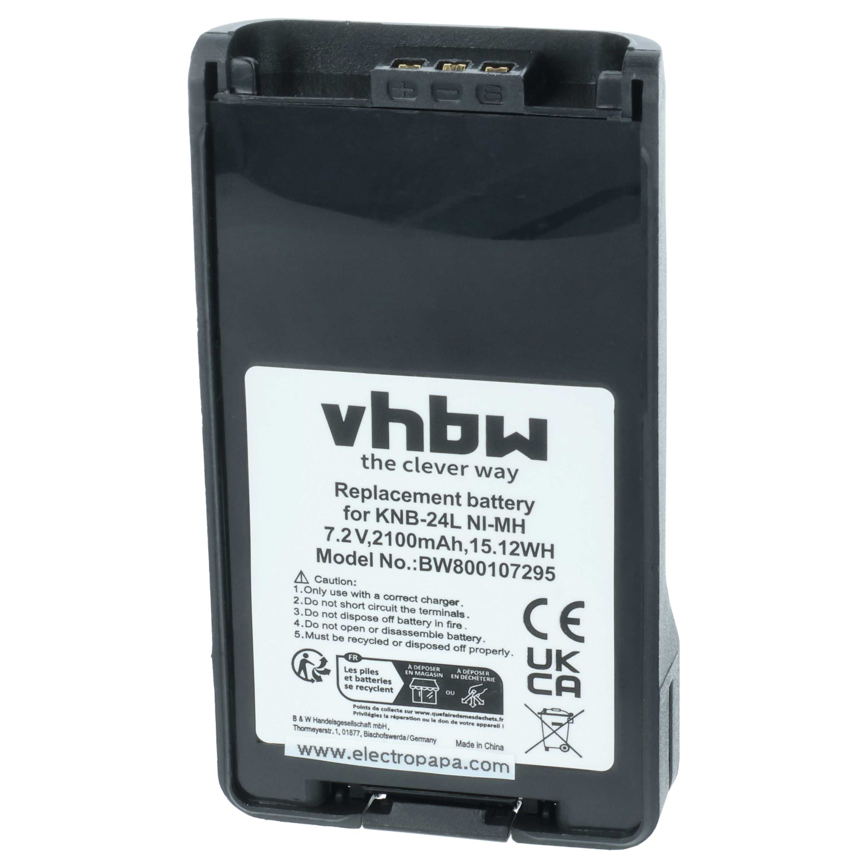 Batteria sostituisce Kenwood KNB-24L, KNB-24LX, KNB-24, KNB-24Li per dispositivo radio - 2100mAh 7,2V NiMH