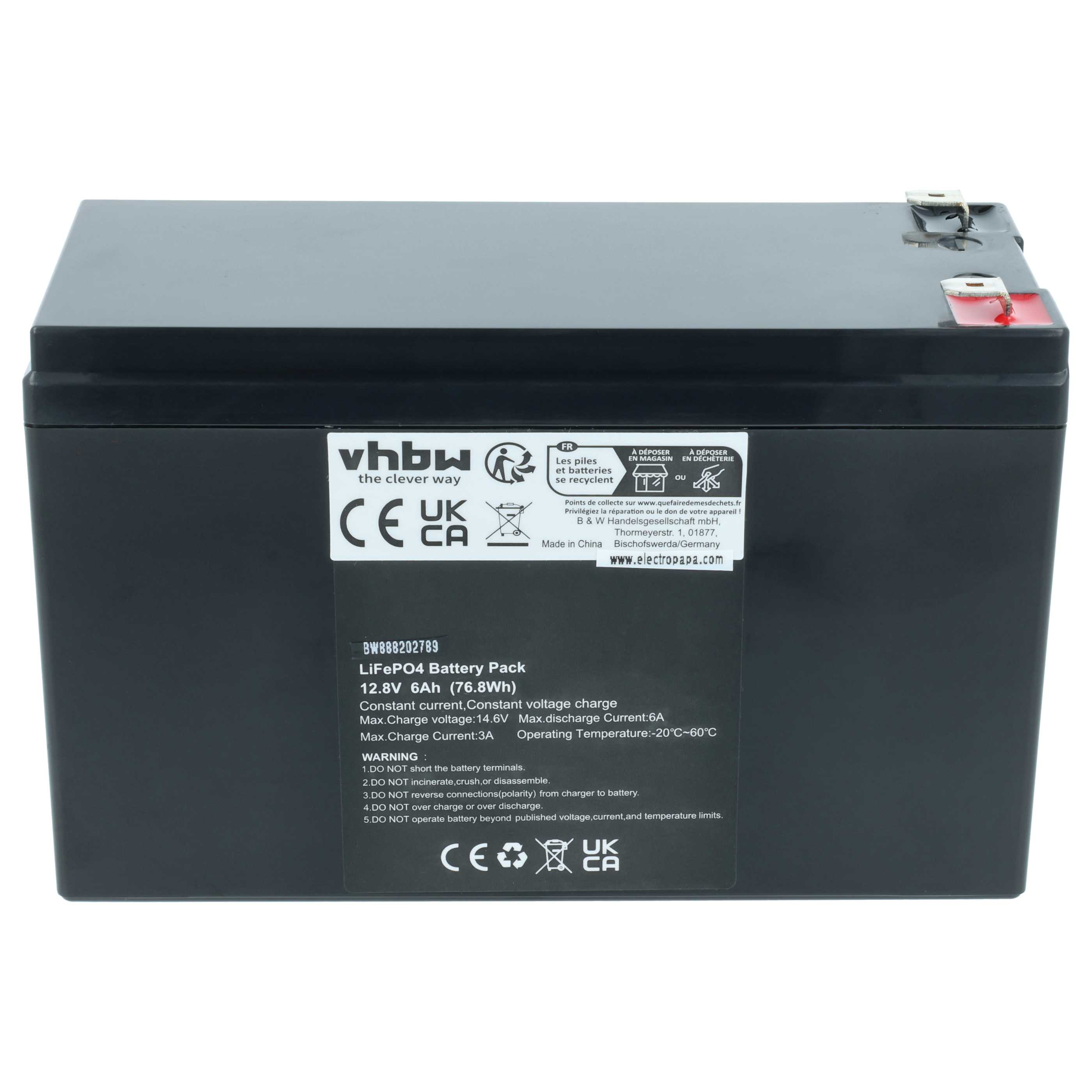 2x Batteria per camper, barca, camping, roulotte, impianto solare - 6Ah 12,8V LiFePO4