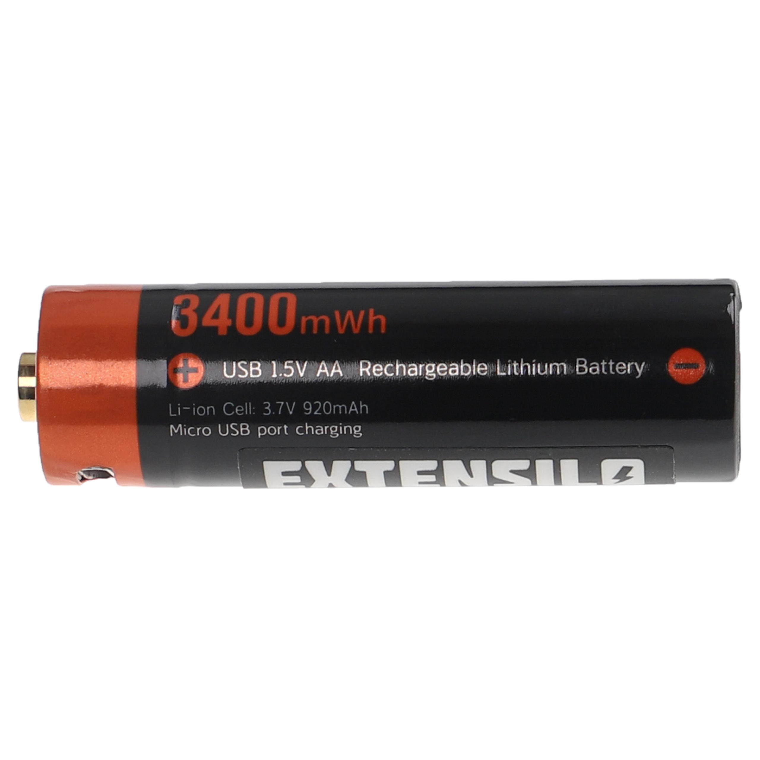 Batería - Con conector USB micro, 920 mAh, 1,5 V, Li-Ion