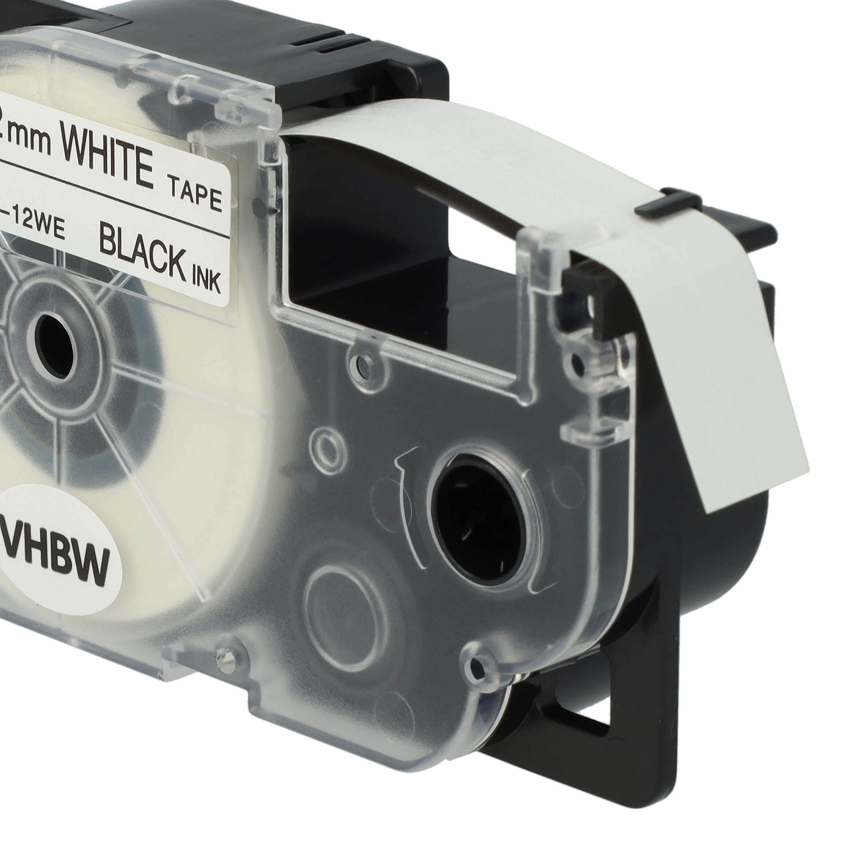 10x Schriftband als Ersatz für Casio XR-12WE, XR-12WE1 - 12mm Schwarz auf Weiß
