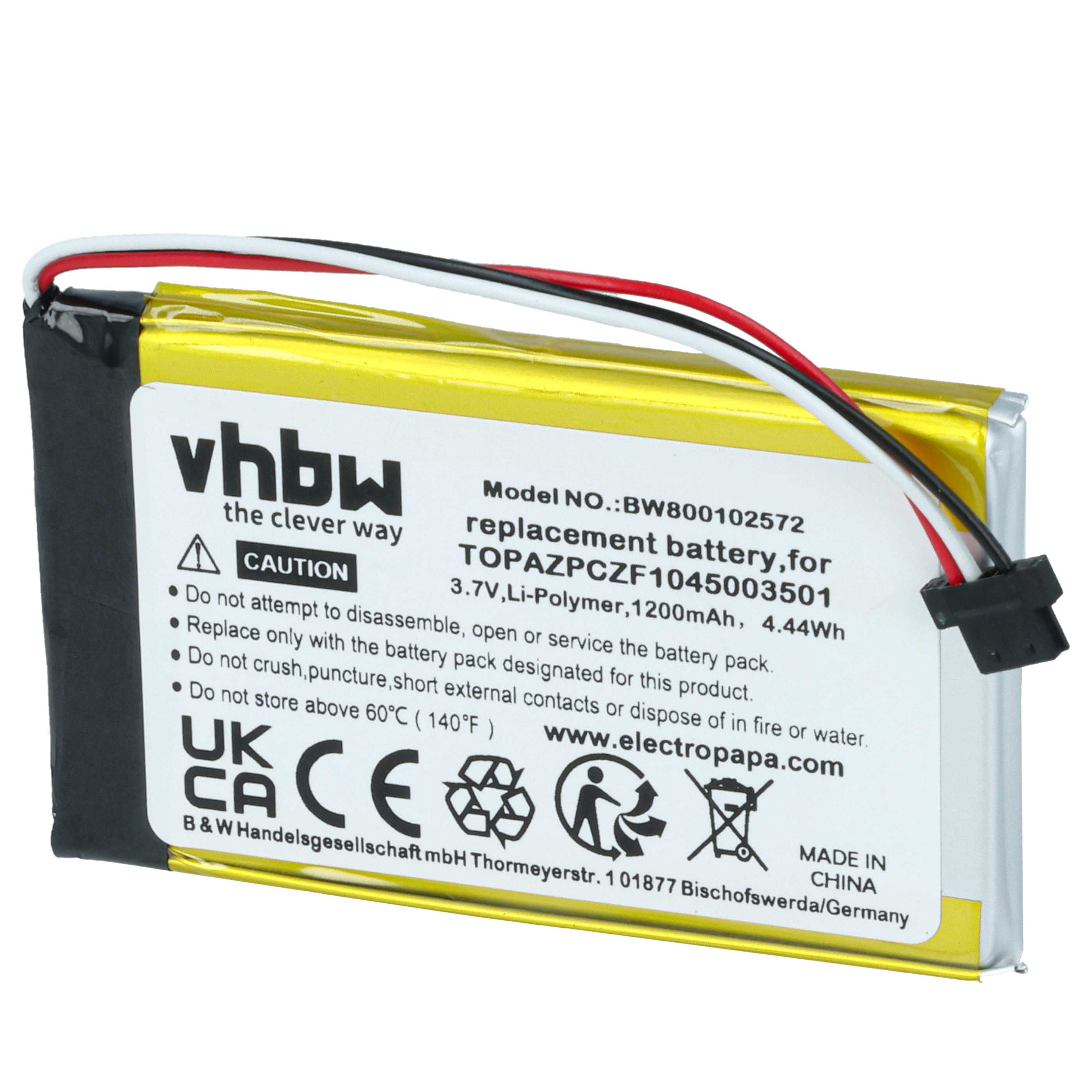 Akumulator do nawigacji GPS zamiennik Navigon Topaz, TOPAZPCZF1045003501 - 1200 mAh 3,7 V LiPo