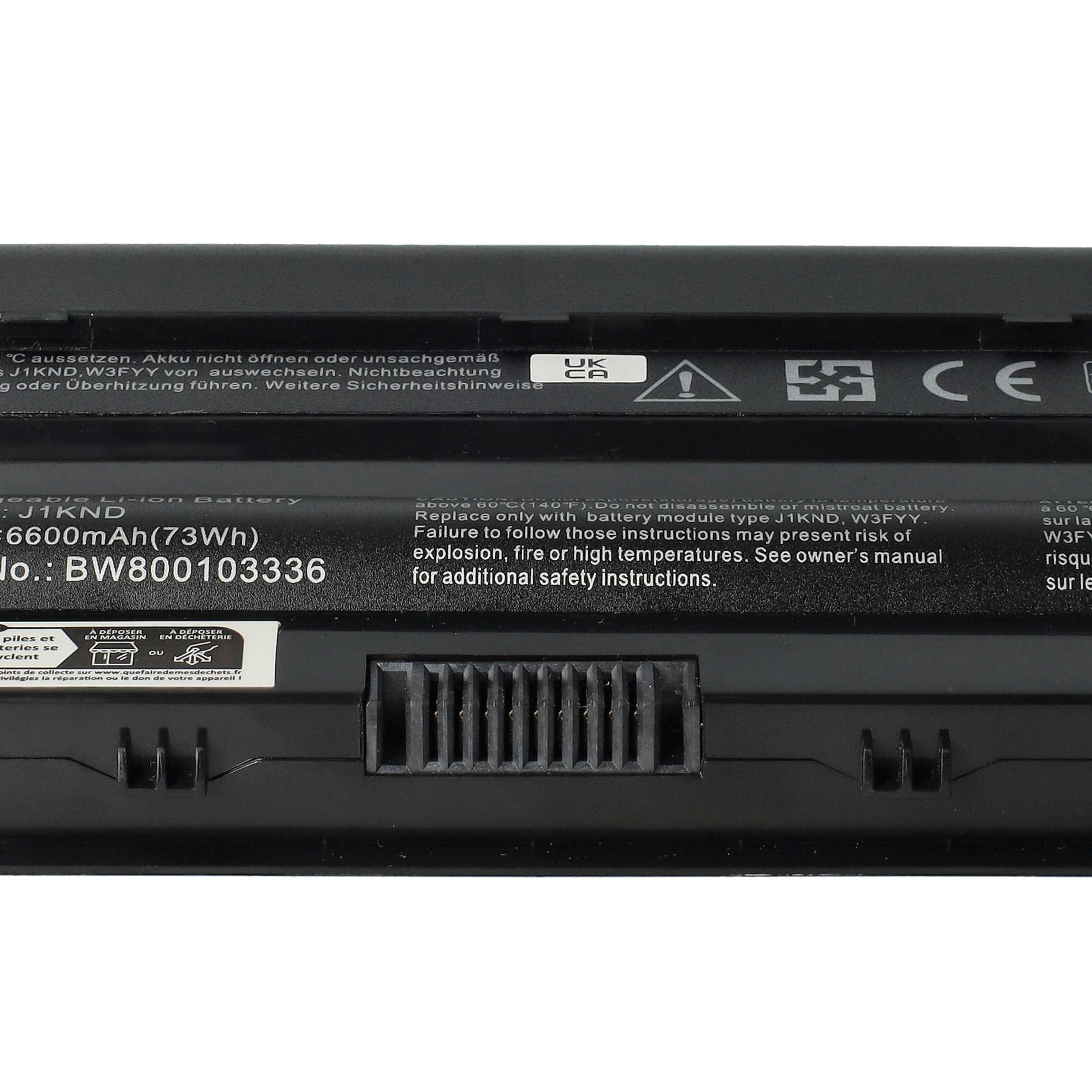 Akumulator do laptopa zamiennik Dell 07XFJJ, 0J1KND, 04YRJH, 06P6PN, 0383CW - 6600 mAh 11,1 V Li-Ion, czarny