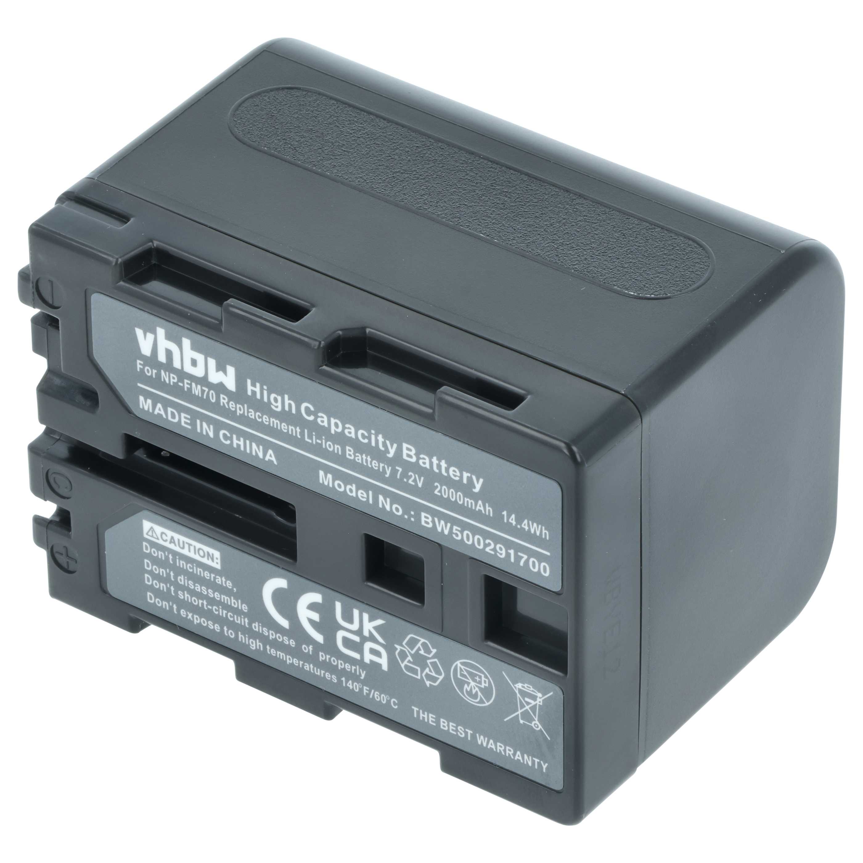 Videocamera Battery replaces Sony NP-FM30, NP-FM50, NP-FM70, NP-FM90, NP-FM91, NP-QM51 - 2000 mAh 7.2 V Li-Ion
