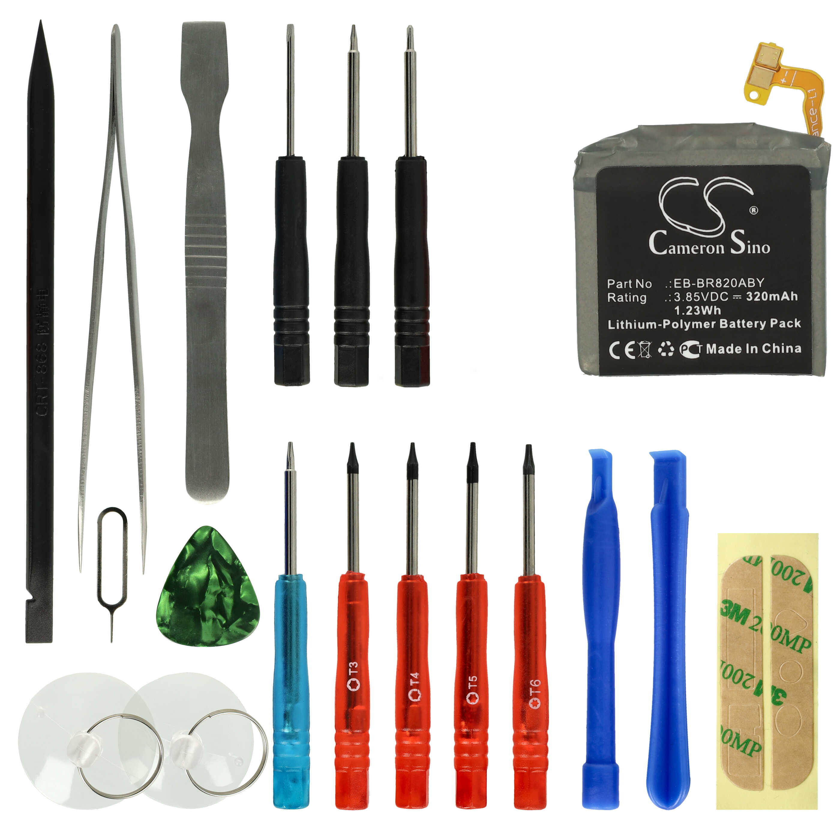 Smartwatch Battery replaces Samsung EB-BR820ABY, GH43-04966A - 320 mAh 3.85 V Li-polymer + Tools