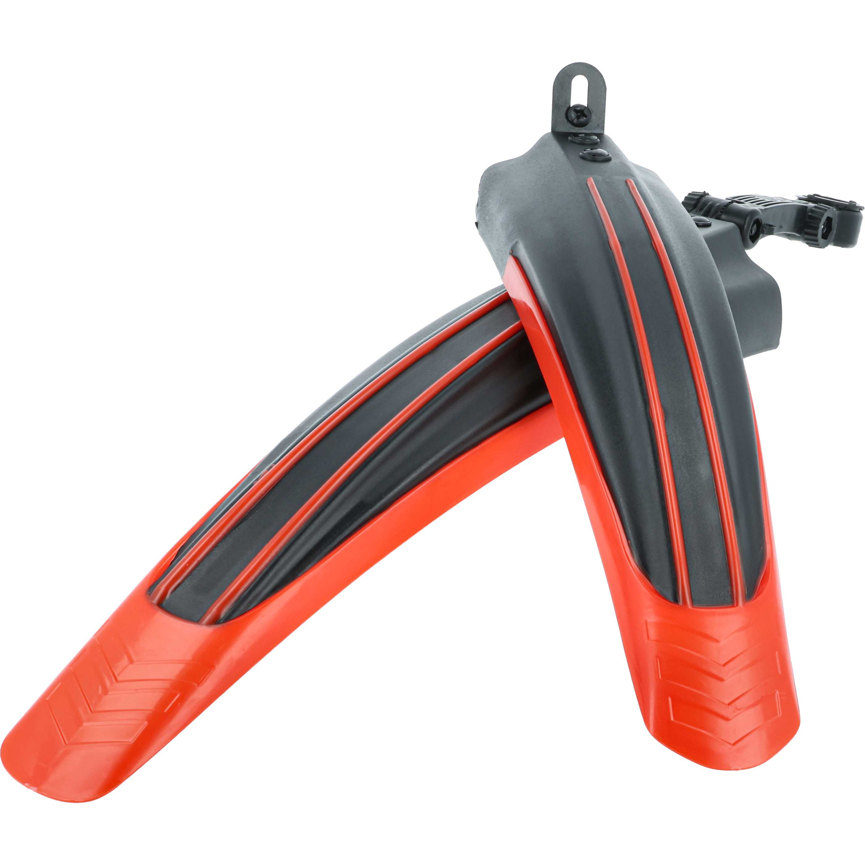 2x Mud Guard for Front Wheel, Back Wheel suitable for Mountain Bikes with 24/26" Tyres - black / red