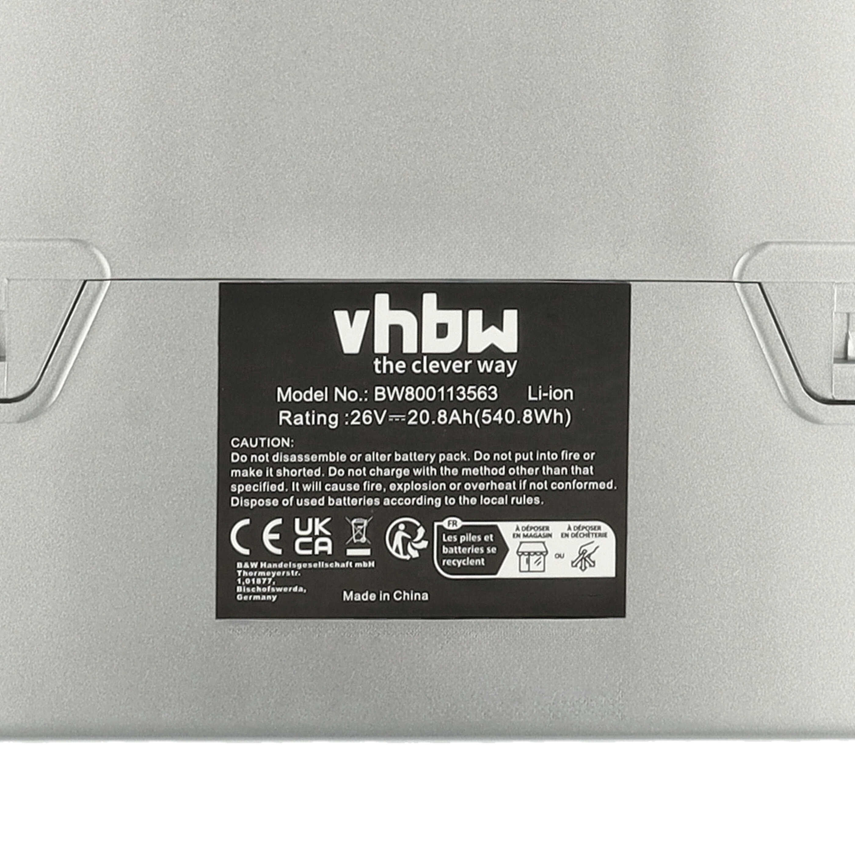 E-Bike Battery Replacement for NKY210B02, NKY210B2, NKY224B02, NKY190B02 - 20.8Ah 25.2V Li-Ion, silver