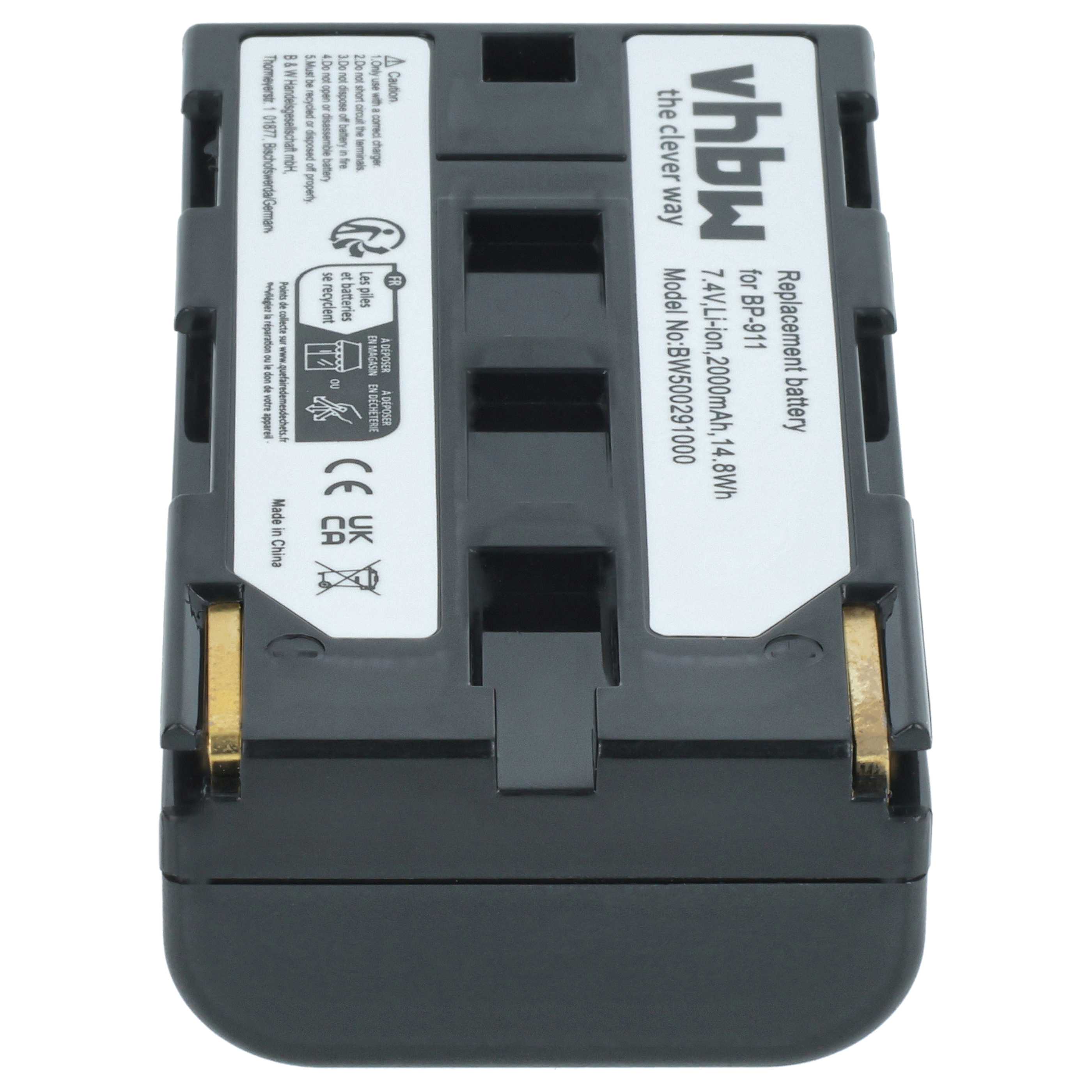 Videocamera Battery replaces Canon BP-927, BP-930, BP-915, BP-924, BP-911, BP-914 - 1300 mAh 7.2 V Li-Ion