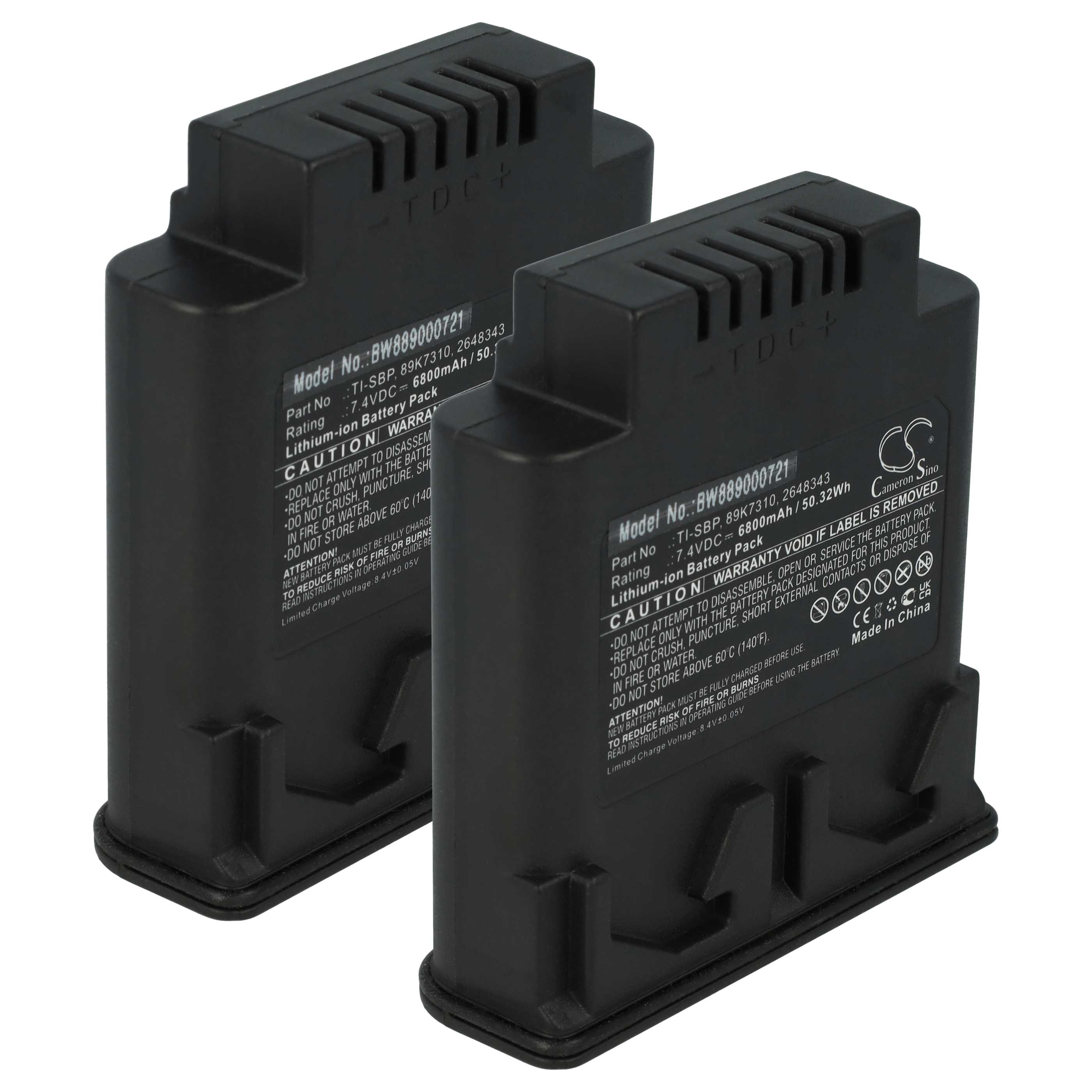 2x Batteria per termocamera sostituisce Fluke 89K7310, TI-SBP, 2648343 - 6800mAh 7,4V Li-Ion