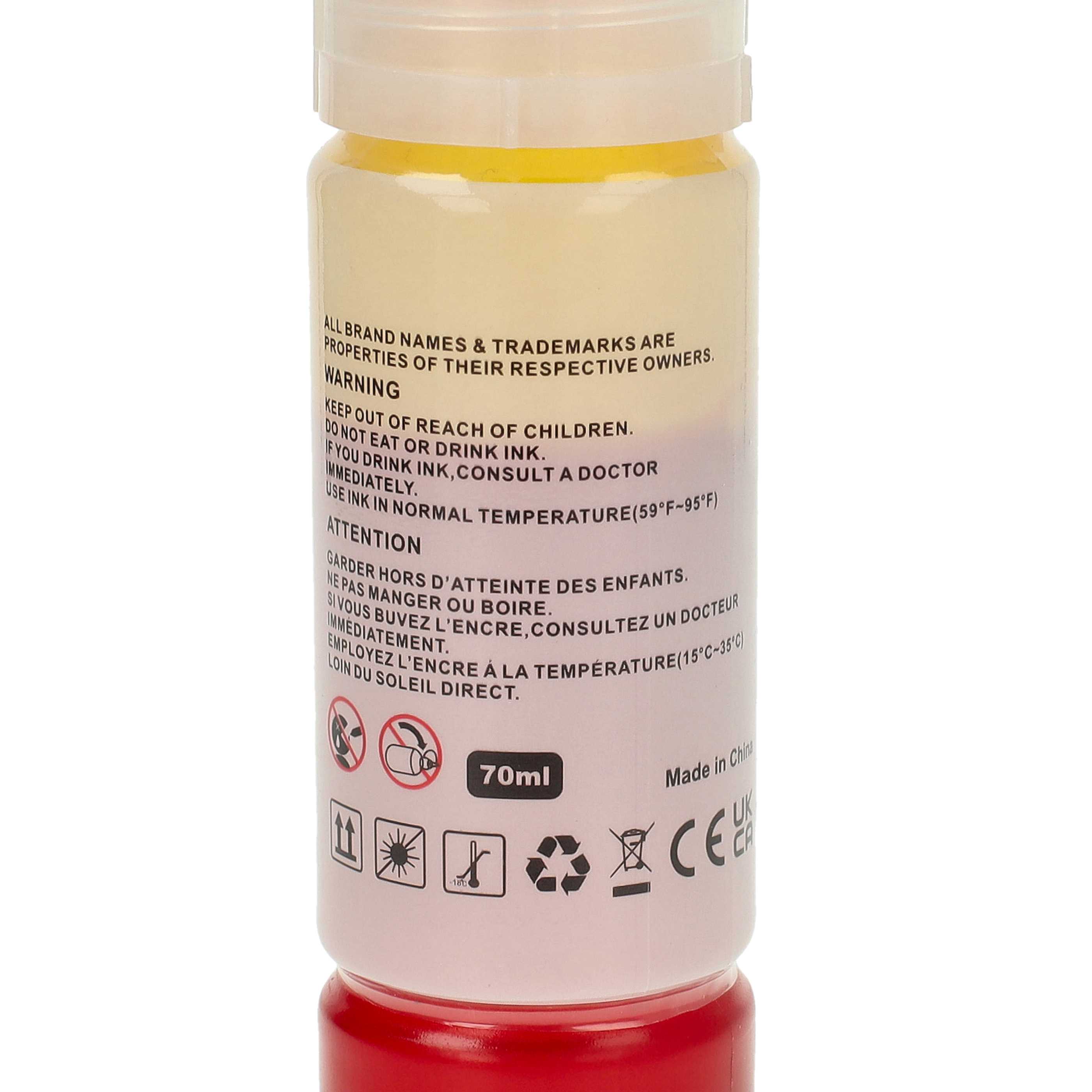 Refill Ink Dye Yellow replaces Epson 102 dye-yellow, C13T03R440 for Epson Printer etc., 70 ml