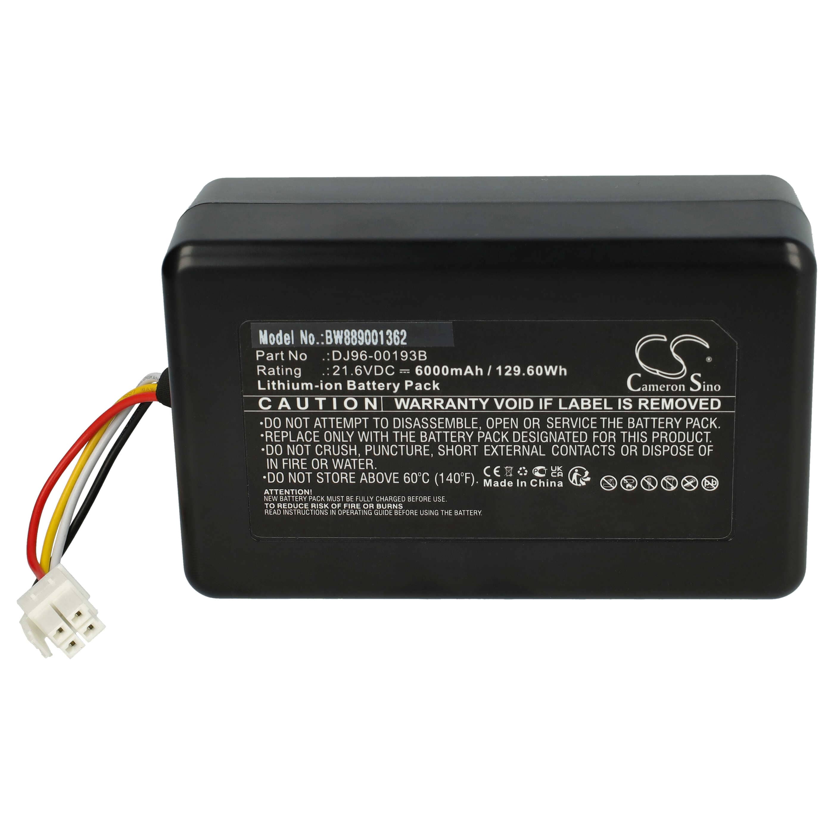 Batería reemplaza Samsung DJ96-00193B, DJ68-00741V-00 para aspiradora Samsung - 6000 mAh 21,6 V Li-Ion