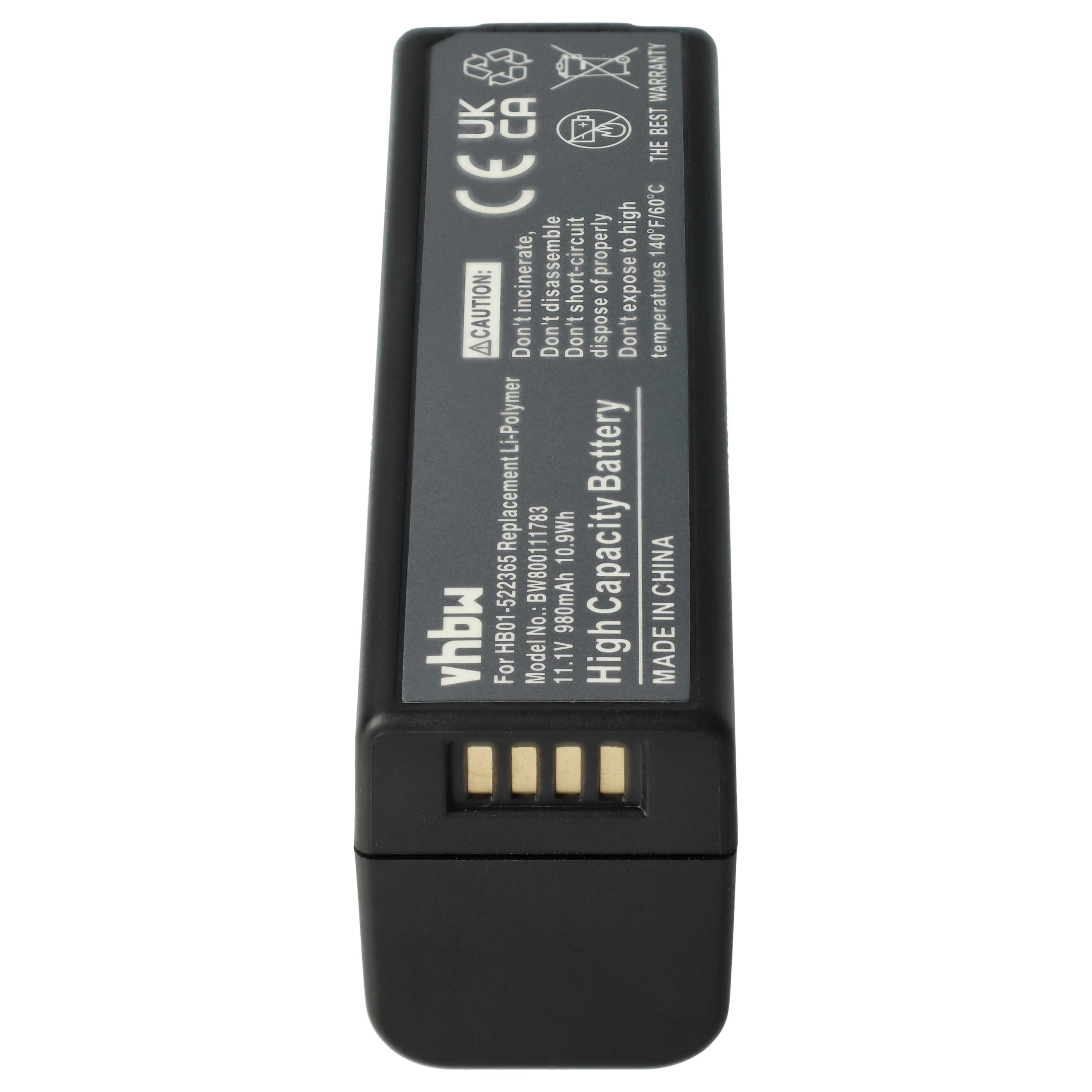 3x Battery replaces DJI HB01, HB01-522365 - 980mAh, 11.1V, Li-polymer