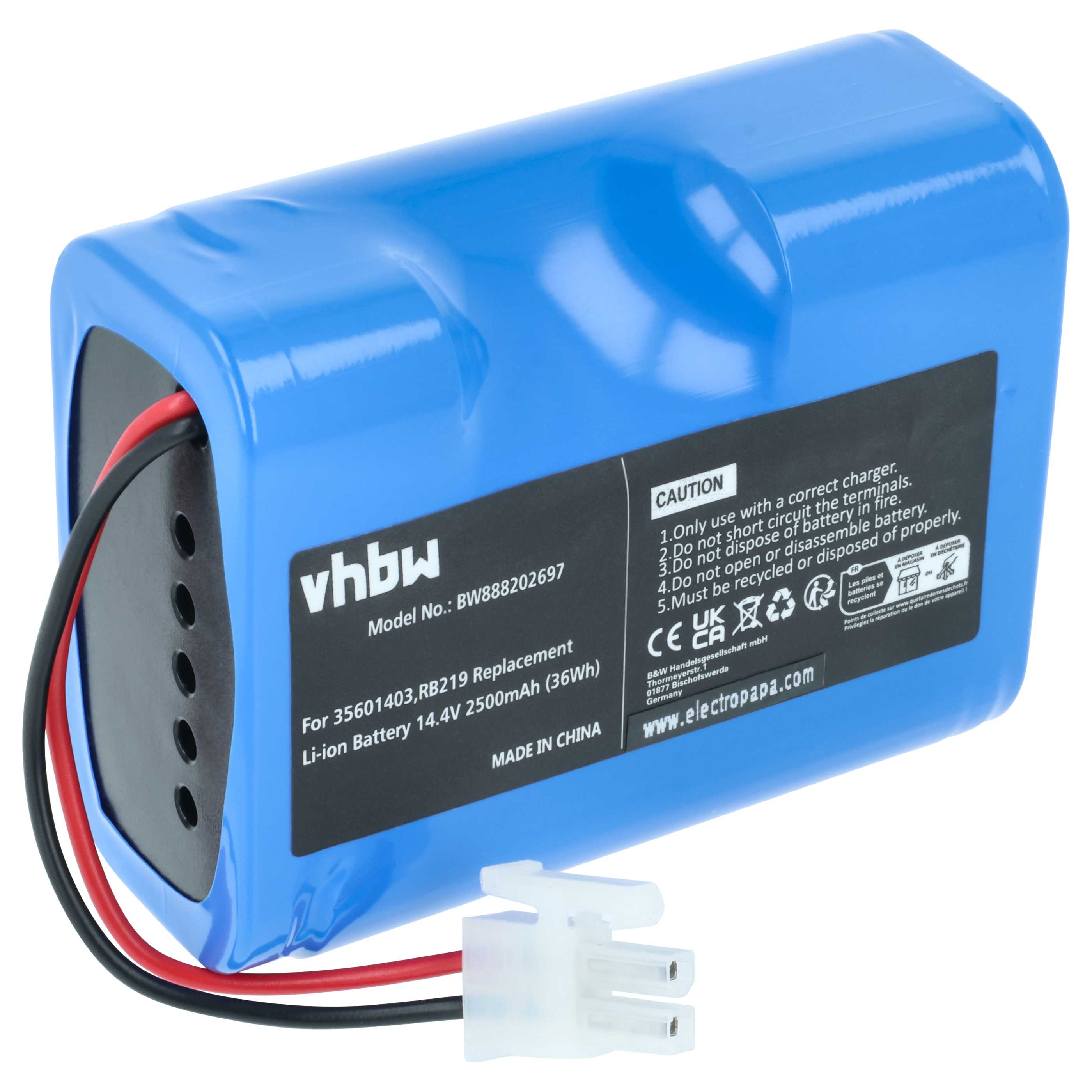Batteria sostituisce Hoover 35601727, 35601403, RB219, Li-RB226 per robot aspiratore - 2500mAh 14,4V Li-Ion