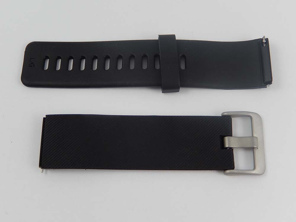 Armband L für Fitbit Smartwatch - 9,5 + 11,5 cm lang, 22mm breit, Silikon, schwarz