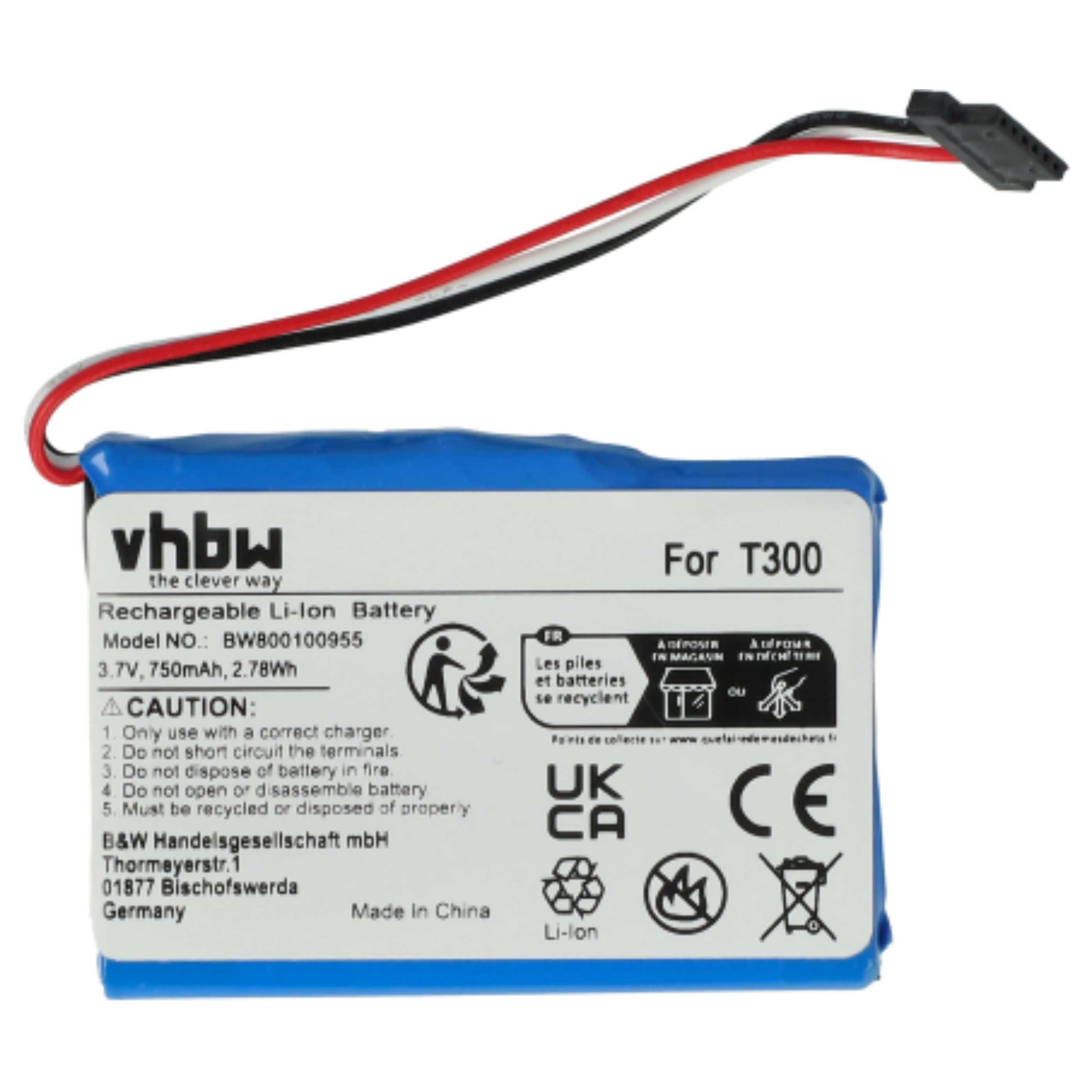 Akumulator do nawigacji GPS zamiennik Medion T300-1, 338937010168 - 750 mAh 3,7 V Li-Ion