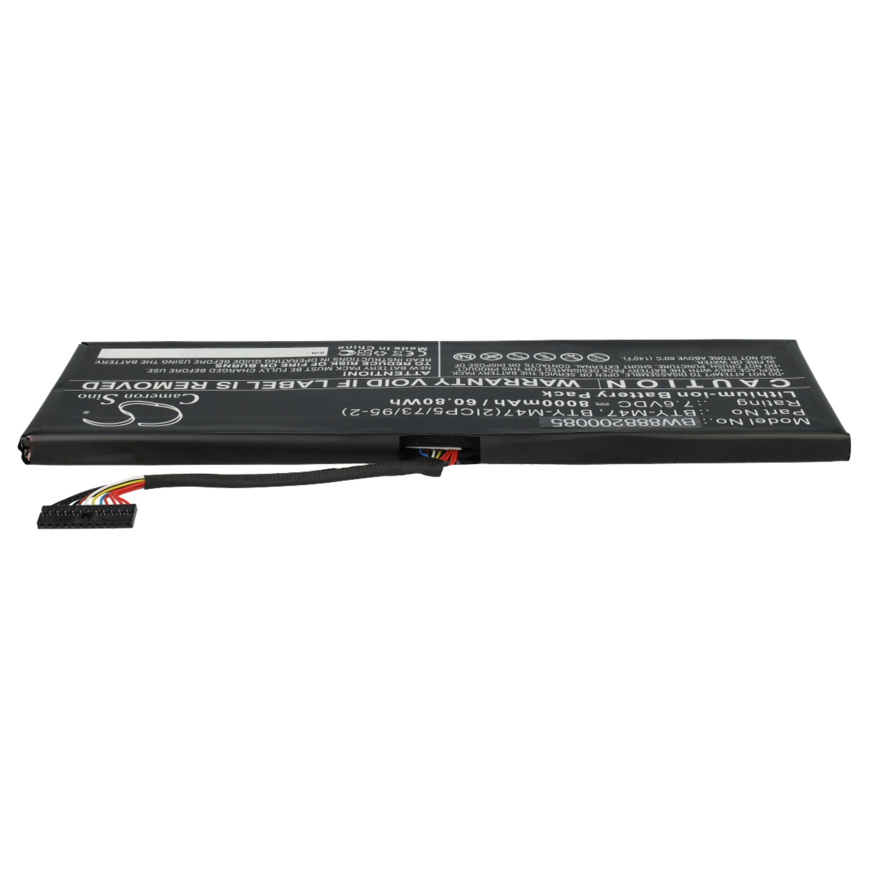 Notebook Battery Replacement for MSI BTY-M47, BTY-M47(2ICP5/73/95-2) - 8060mAh 7.6V Li-Ion, black