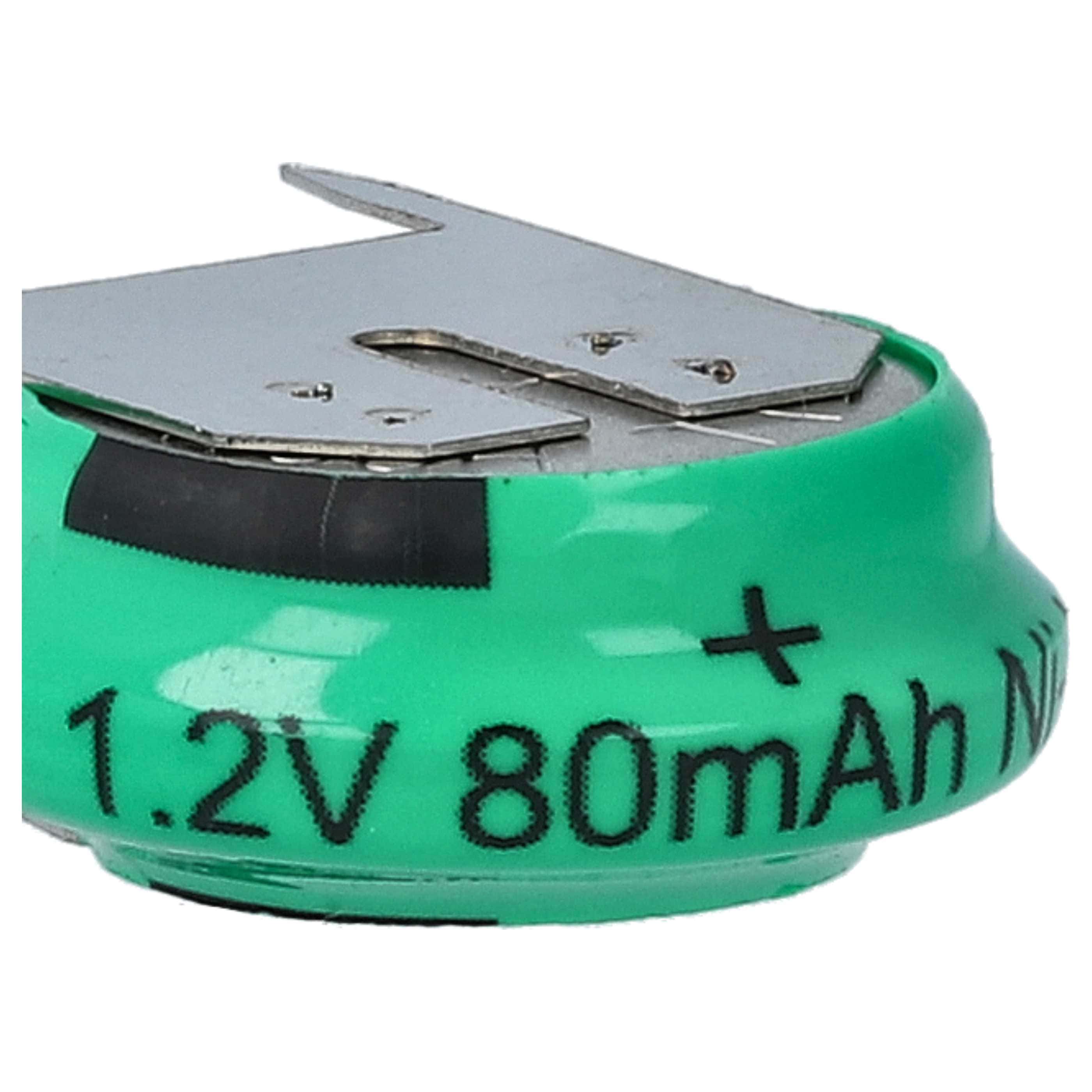 Button Cell Battery Type V80H 3 Pins for Model Building Solar Lamps etc. - 80 mAh 1.2 V NiMH