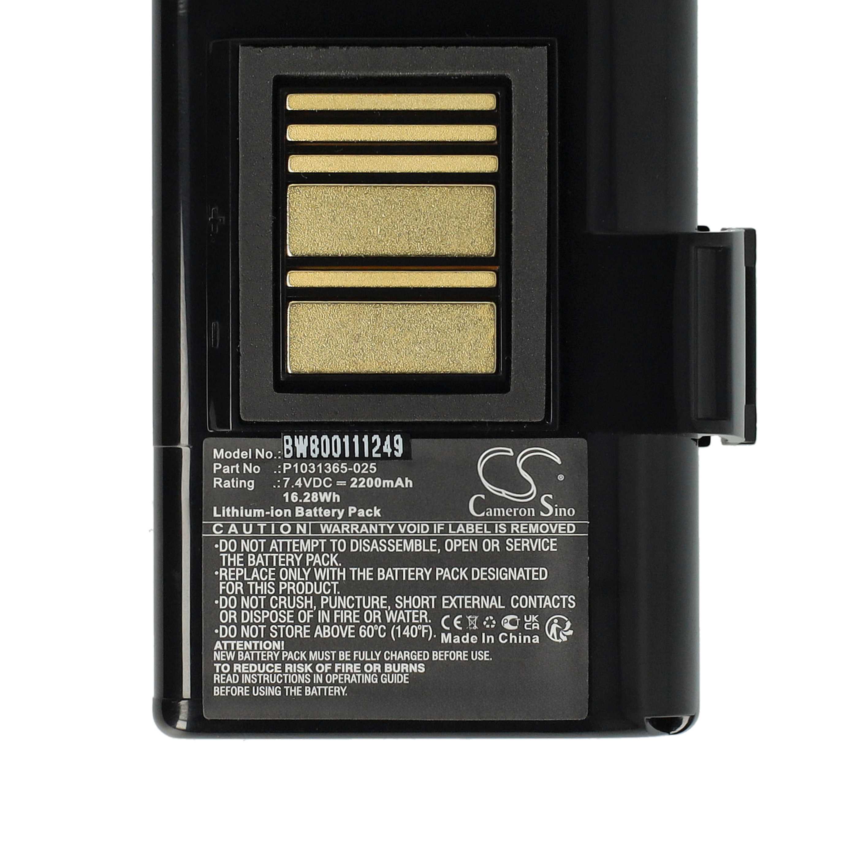 Batería reemplaza Zebra AT16004, BTRY-MPP-34MA1-01 para impresora Zebra - 2200 mAh 7,4 V Li-Ion