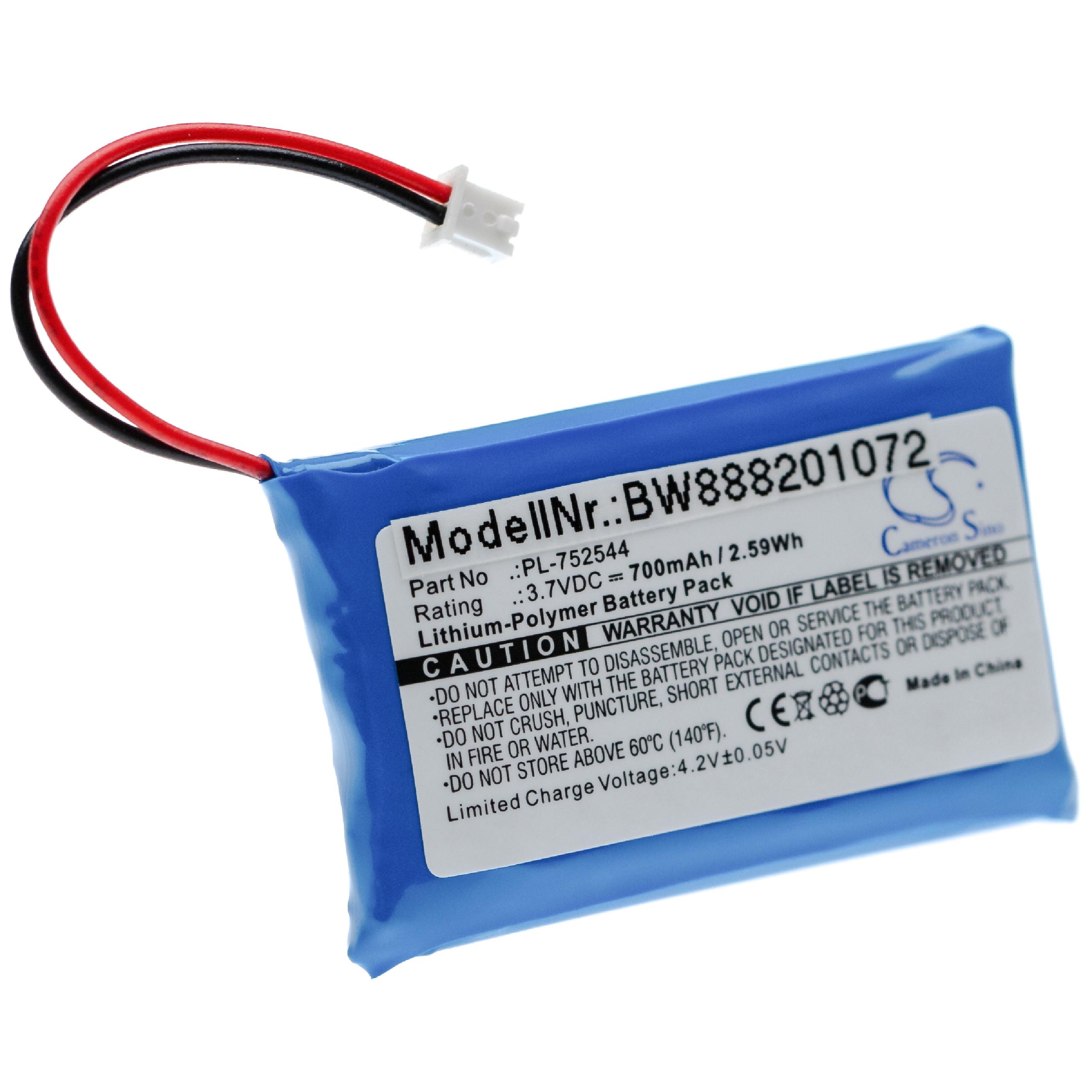 Dog Trainer Battery Replacement for Educator PL-752544 - 700mAh 3.7V Li-polymer