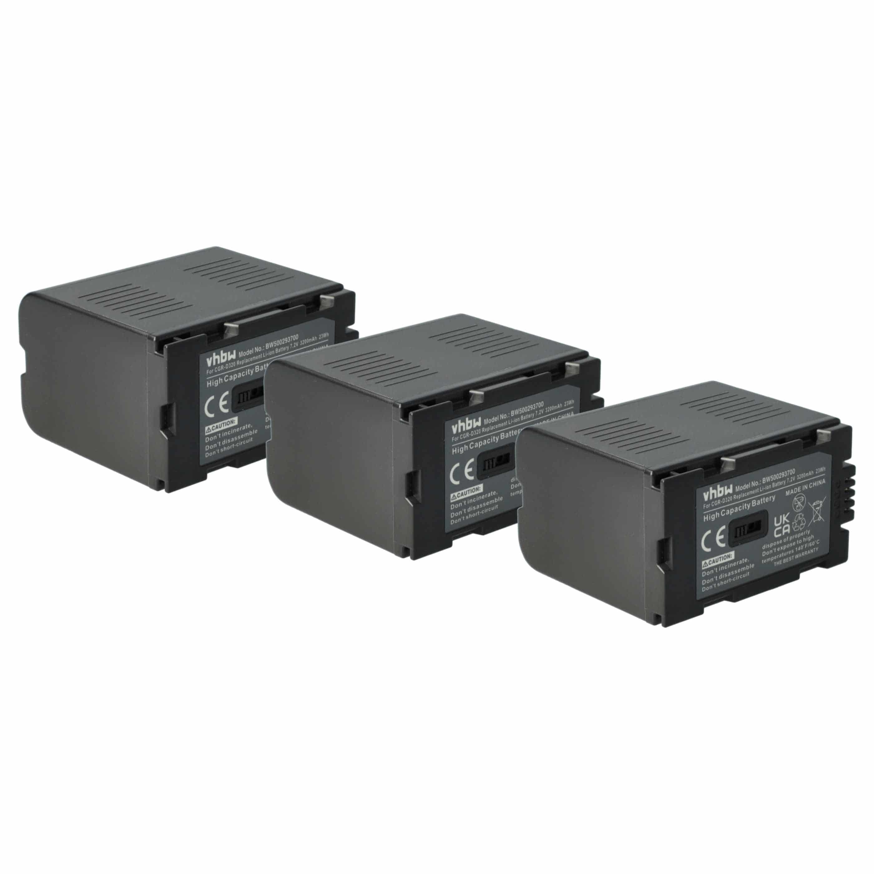 Videocamera 3x Battery replaces Hitachi DZ-BP16, DZ-BP28 - 3200 mAh 7.2 V Li-Ion