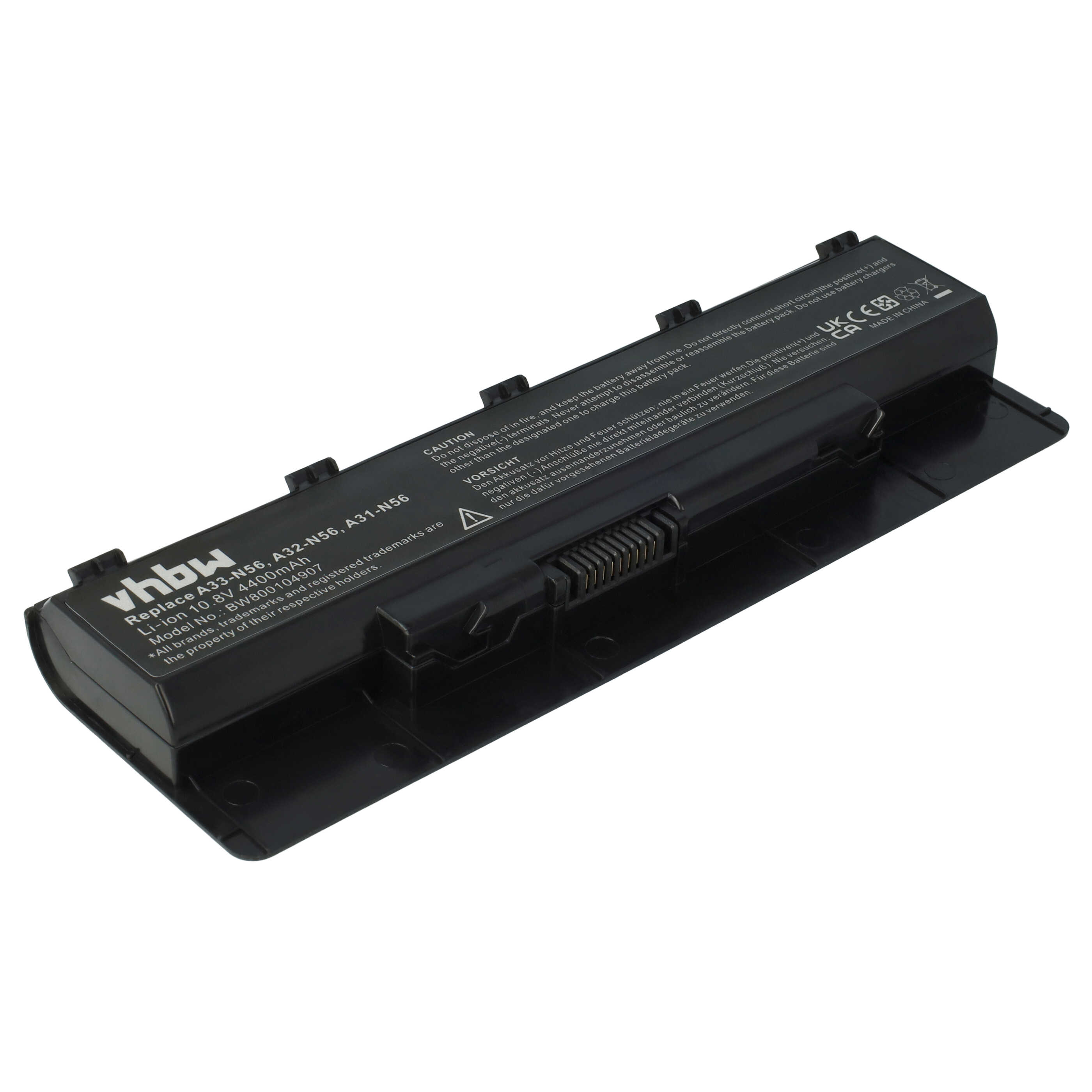Batterie remplace Asus A32-N56, A31-N56, A33-N56 pour ordinateur portable - 4400mAh 10,8V Li-ion, noir