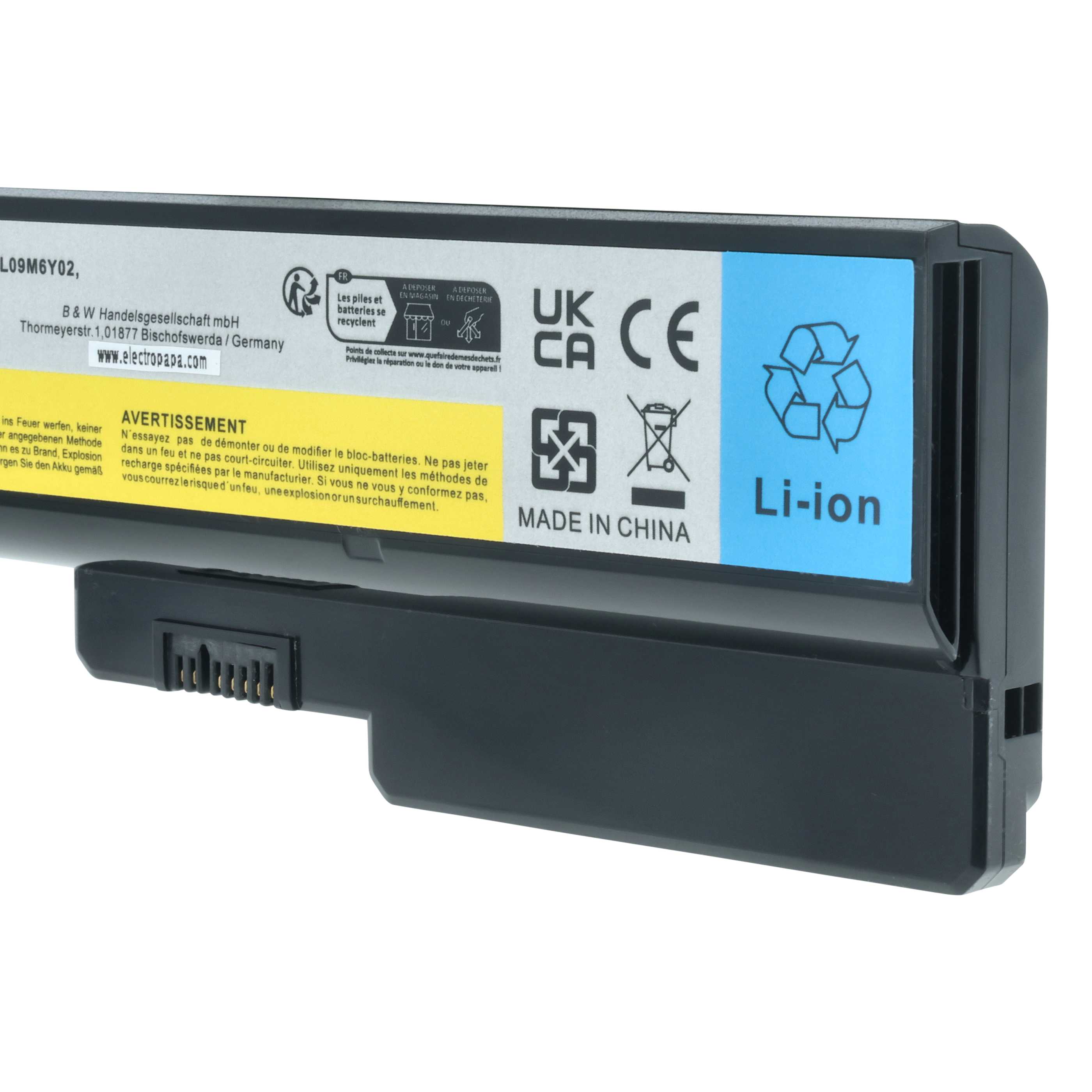 Batteria sostituisce IBM / Lenovo 121000938, 121000937, 121000935 per notebook - 4400mAh 11,1V Li-Ion nero