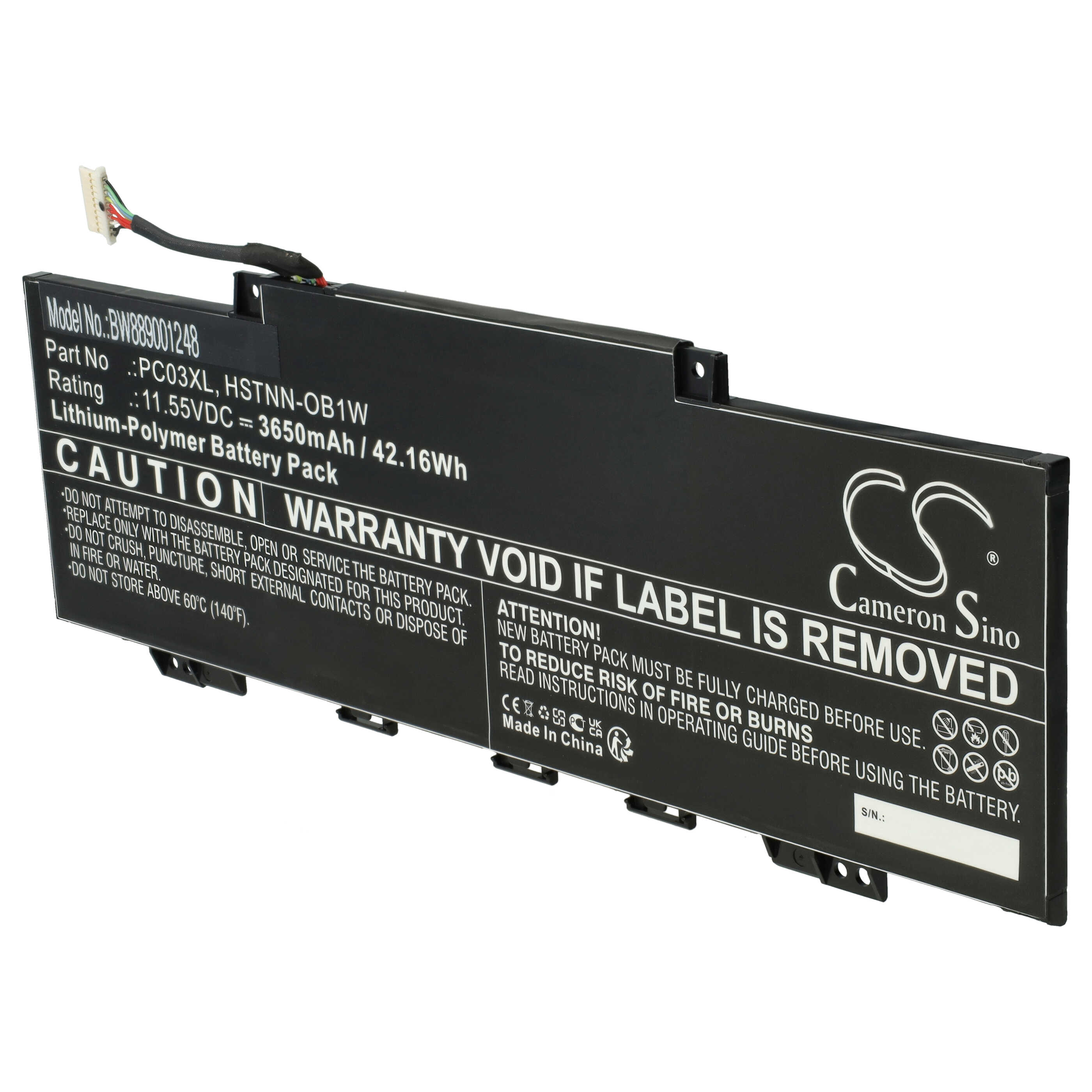 Batterie remplace HP HSTNN-0B1W, M24421-271, HSTNN-OB1W pour ordinateur portable - 3650mAh 11,55V Li-polymère