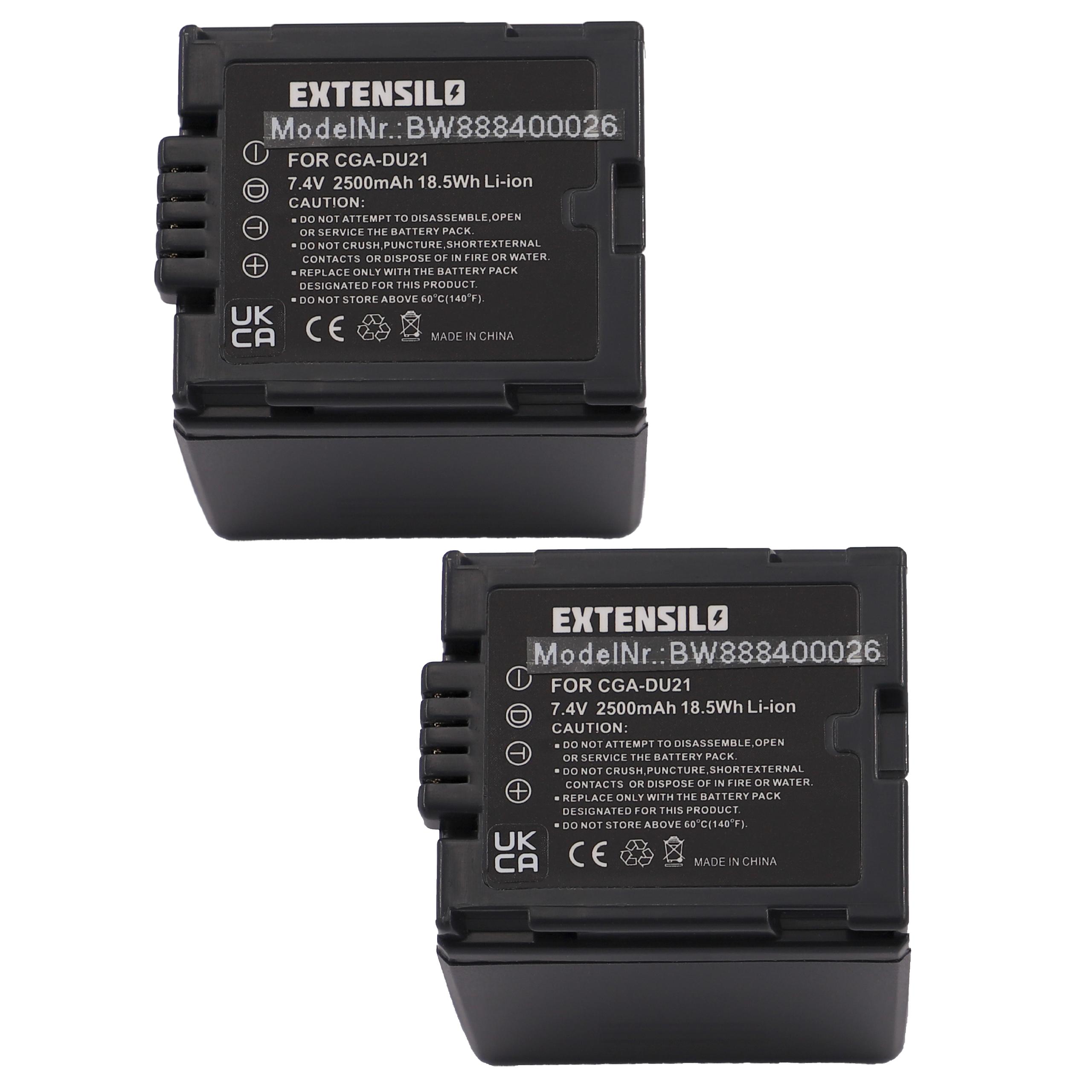 2x Battery replaces Hitachi DZ-BP21, DZ-BP14s, DZ-BP07s - 2500mAh, 7.4V, Li-Ion