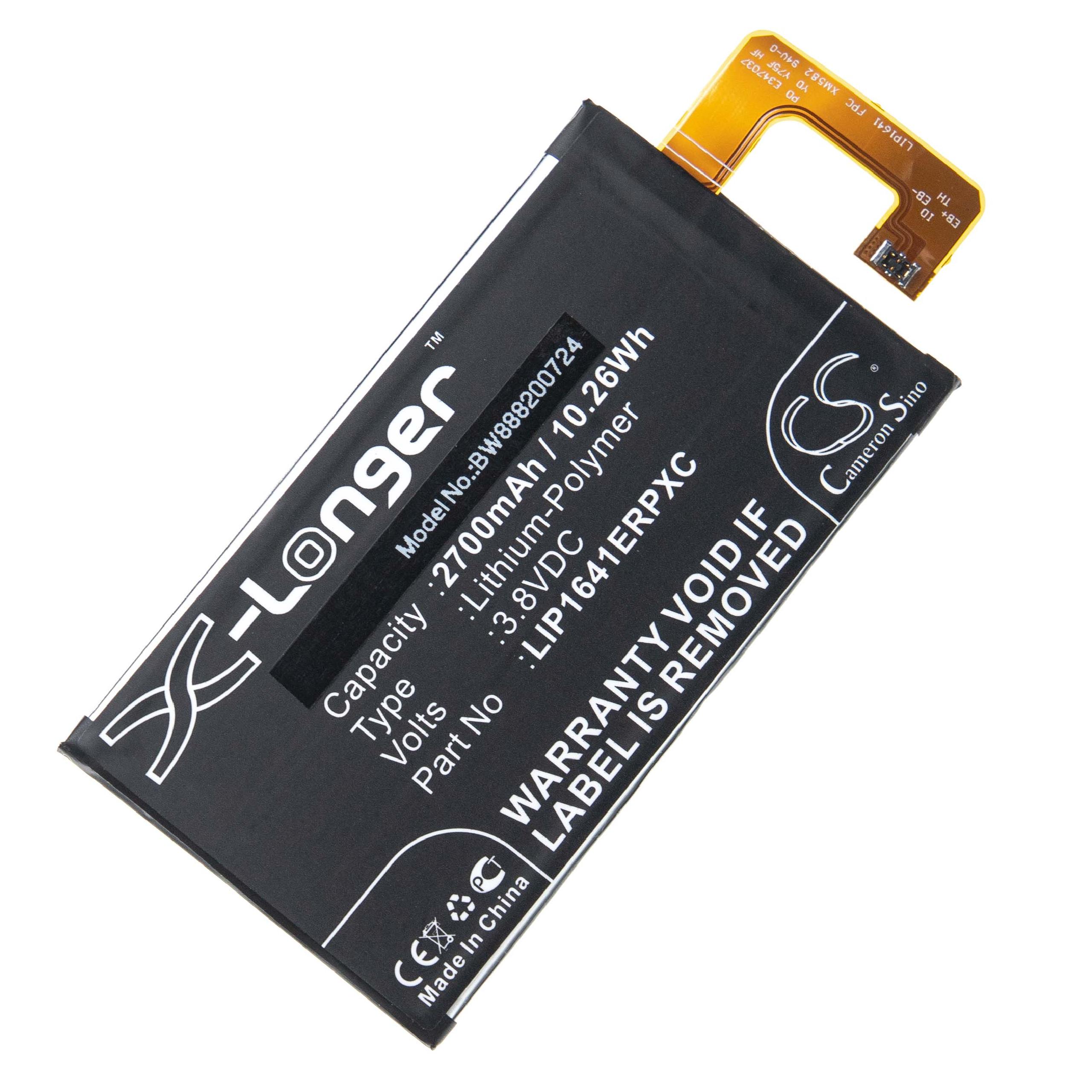 Batterie remplace Sony LIP1641ERPC, LIP1641ERPXC pour téléphone portable - 2700mAh, 3,8V, Li-polymère