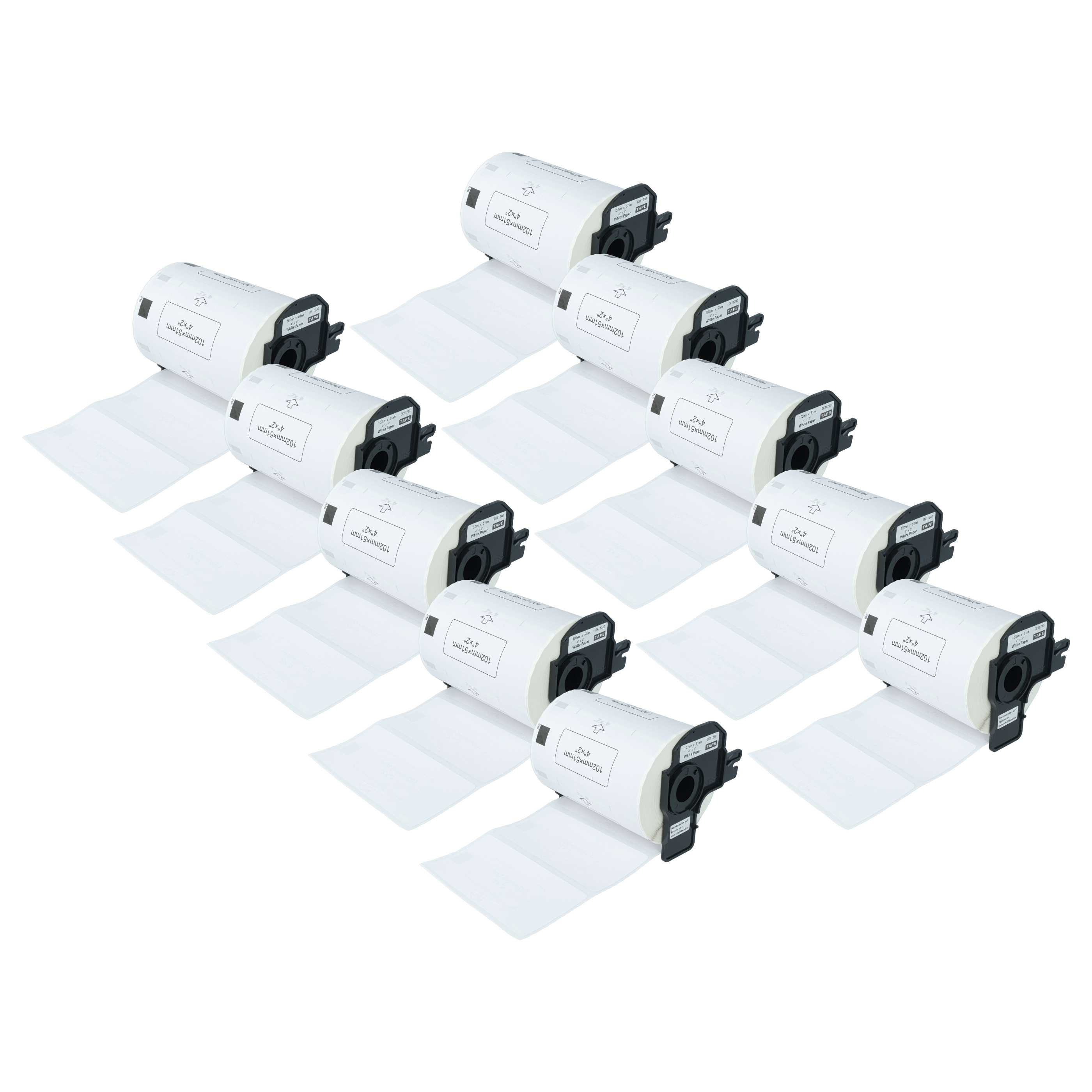 10x Etykiety do drukarki zam. Brother DK-11240 - 102 mm x 51 mm + uchwyt