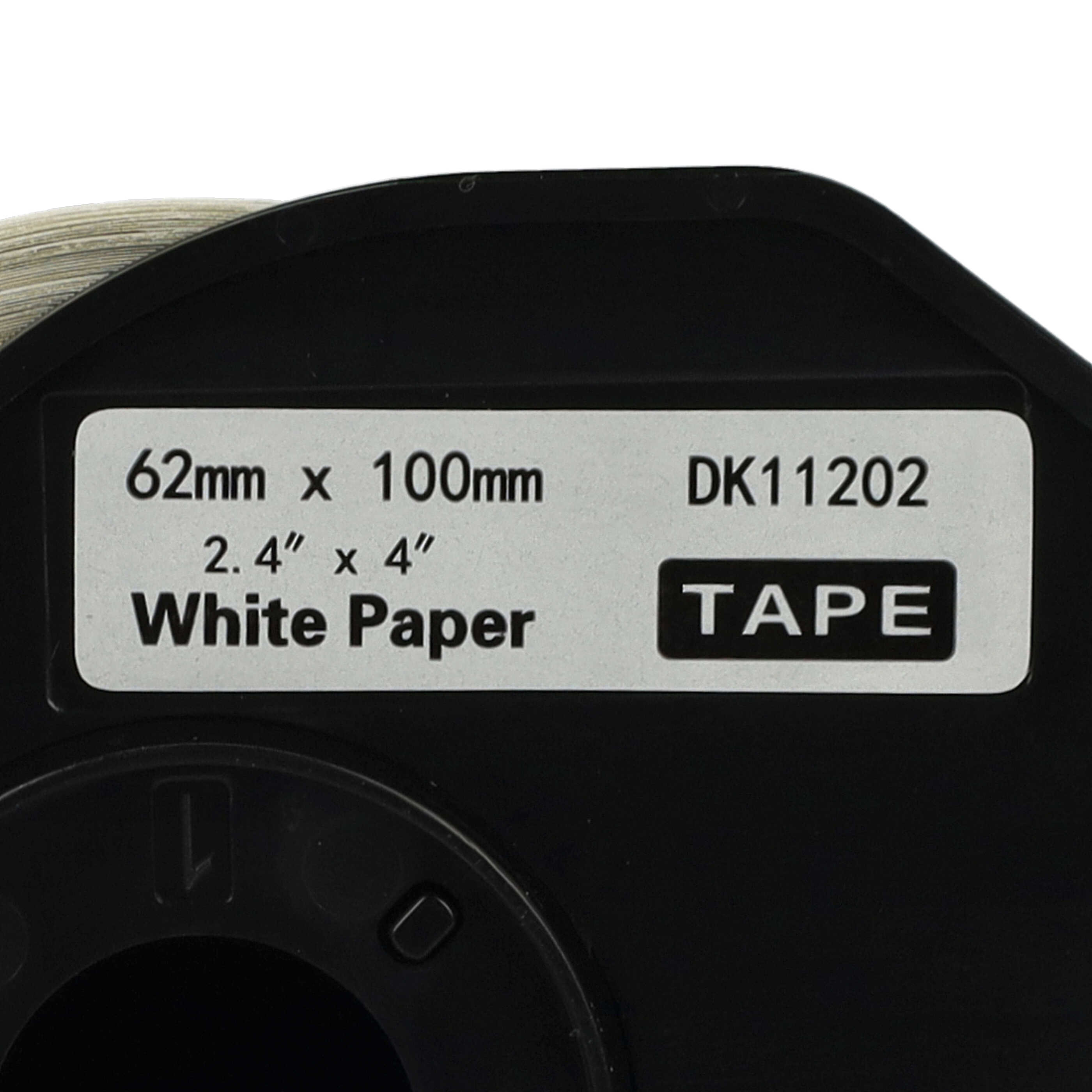 5x Label Roll replaces Brother DK-11202 Labeller - 62 mm x 100 mm + Holder