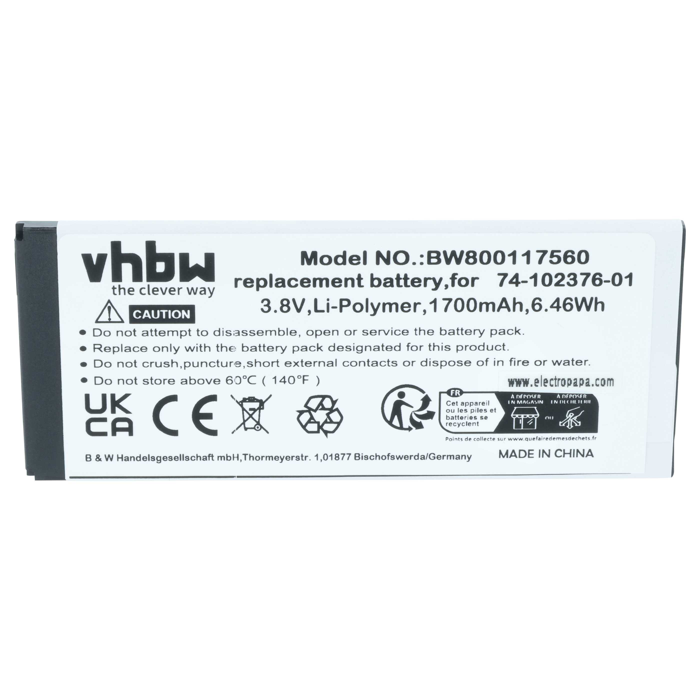 5x Batteria sostituisce Cisco CP-BATT-8821, 74-102376-01 per telefono Cisco - 1700mAh 3,8V Li-Poly
