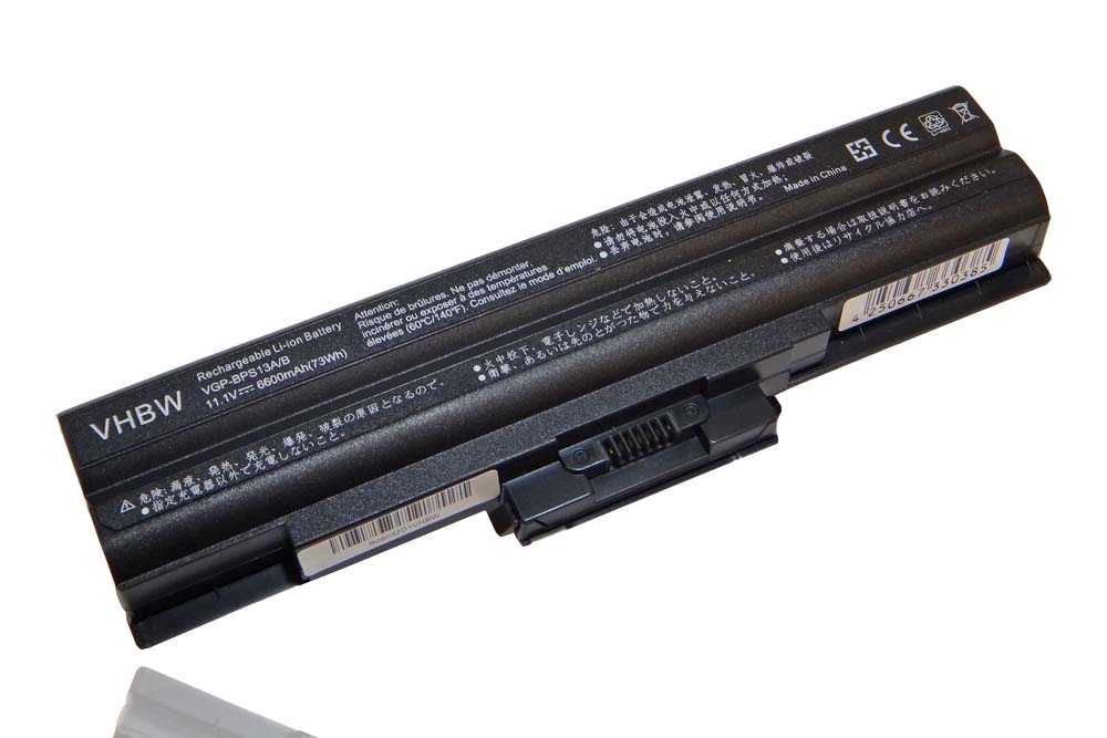 Batería reemplaza Sony VGP-BPS13, VGP-BPL21, VGP-BPL13 para notebook Sony - 6600 mAh 11,1 V Li-Ion negro