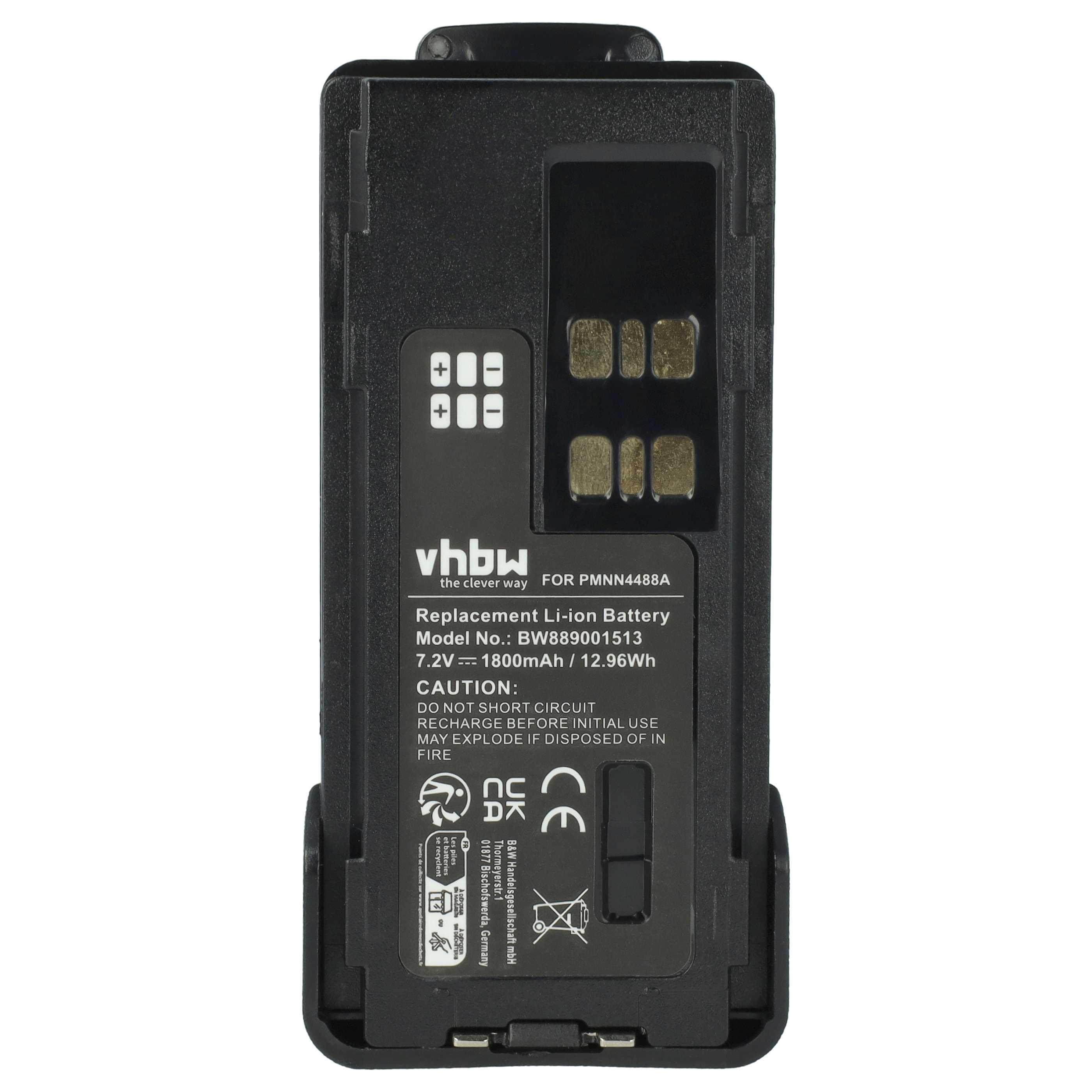 Radio 10x Battery replaces Motorola PMNN4415AR, PMNN4415, PMNN441 - 1800 mAh 7.4 V Li-Ion + Belt Clip