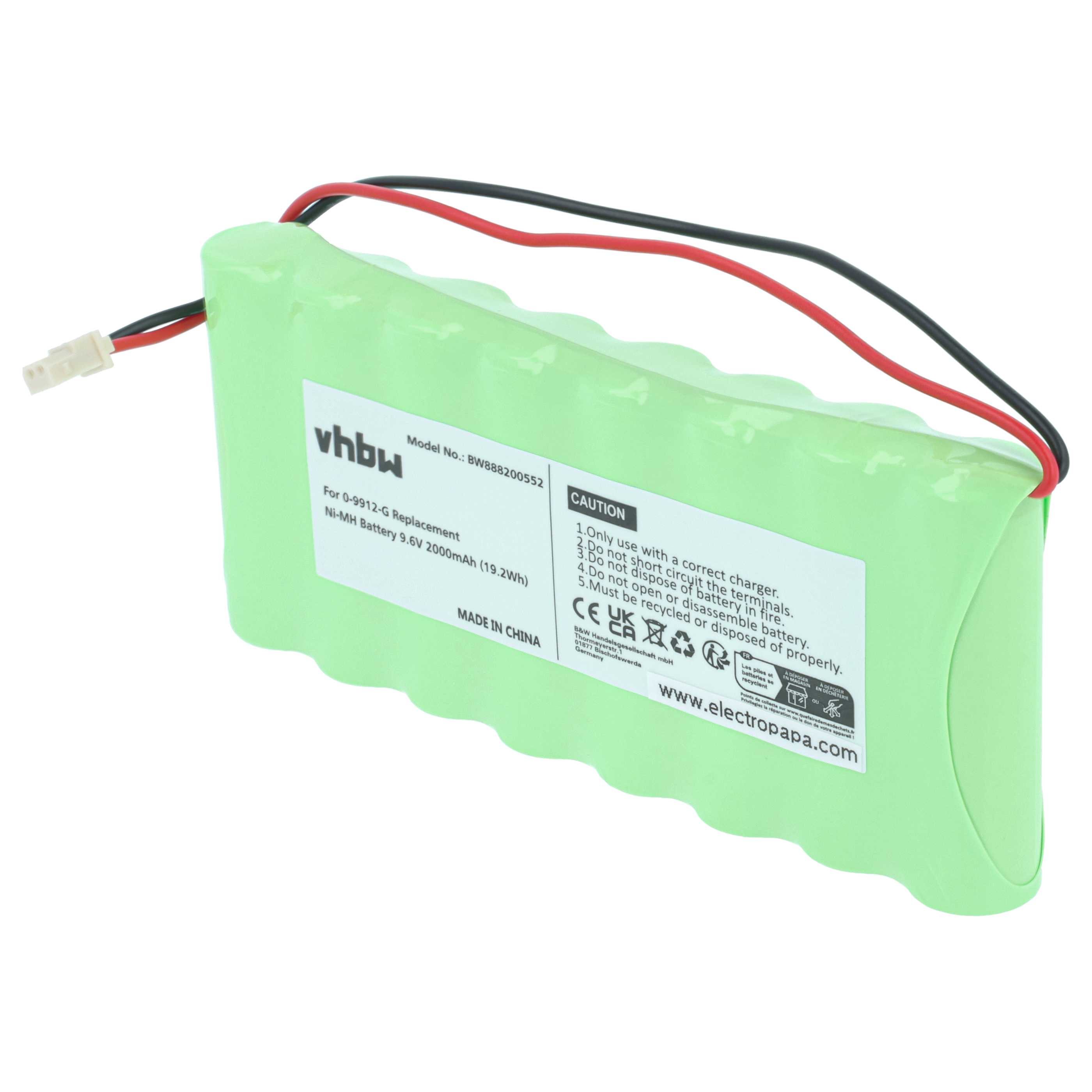 Batterie remplace Visonic 0-9912-G, 100729, 103-300672 pour centrale d'alarme Visonic - 2000mAh 9,6V NiMH