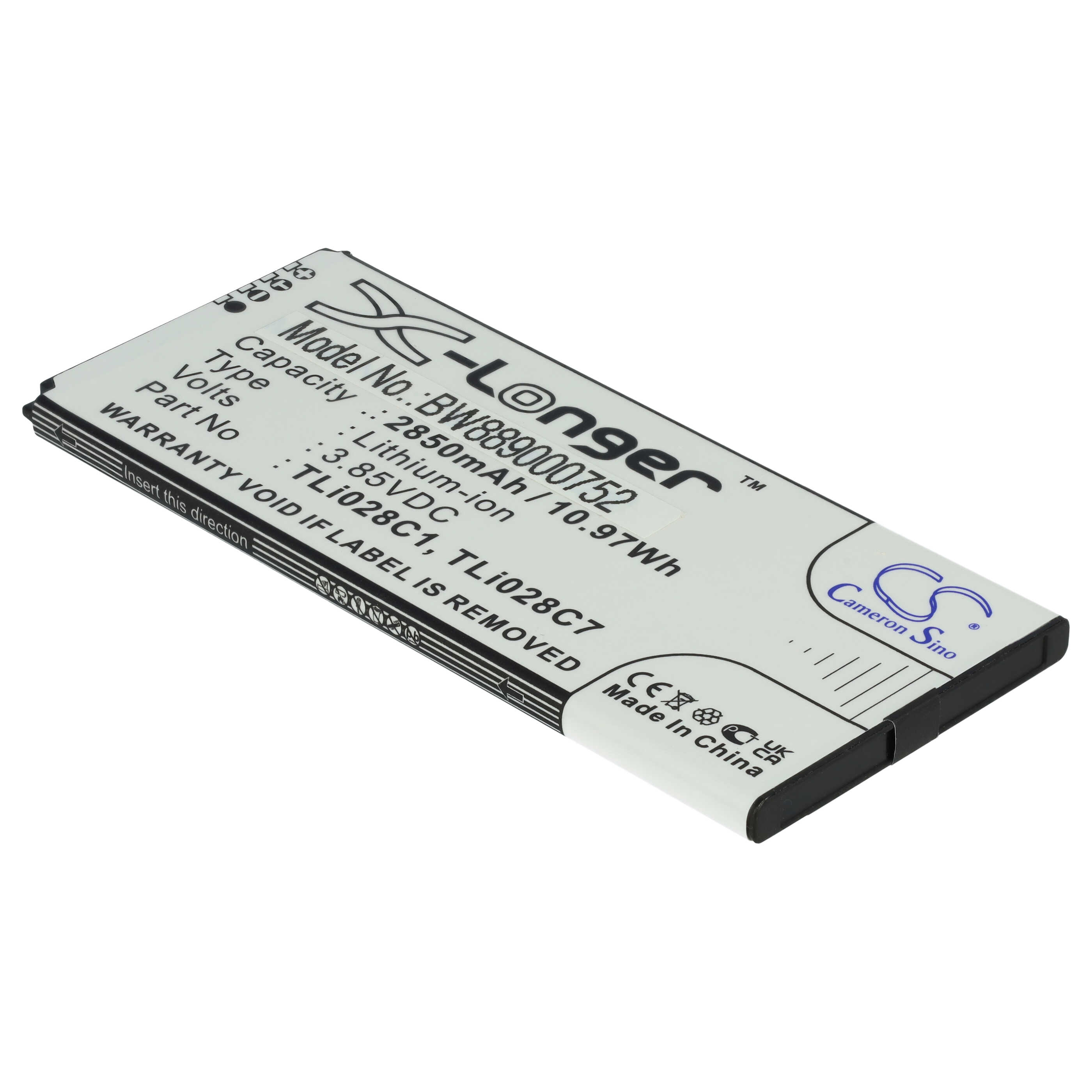 Batería reemplaza Alcatel TLi028C1, TLi028C7 para móvil, teléfono Alcatel - 2850 mAh 3,85 V Li-Ion