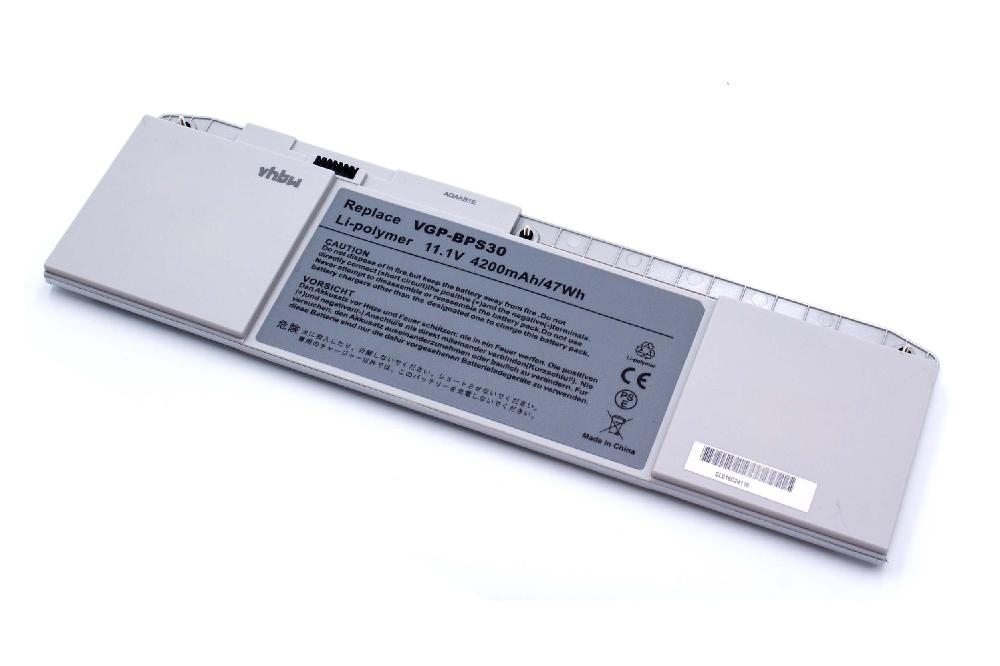 Batterie remplace Sony VGP-BPS30A, VGP-BPS30 pour ordinateur portable - 4200mAh 11,1V Li-polymère, argenté