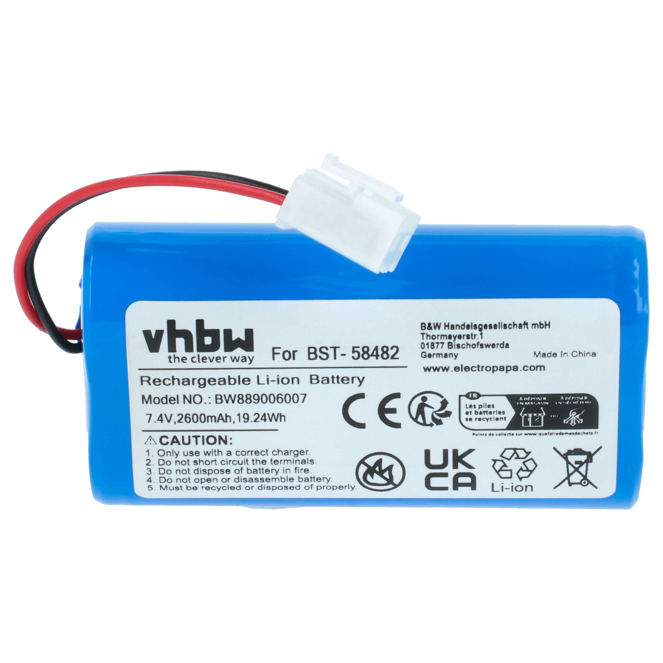 Batteria per pulitrice sostituisce BST-58482 - 2600mAh 7,4V Li-Ion